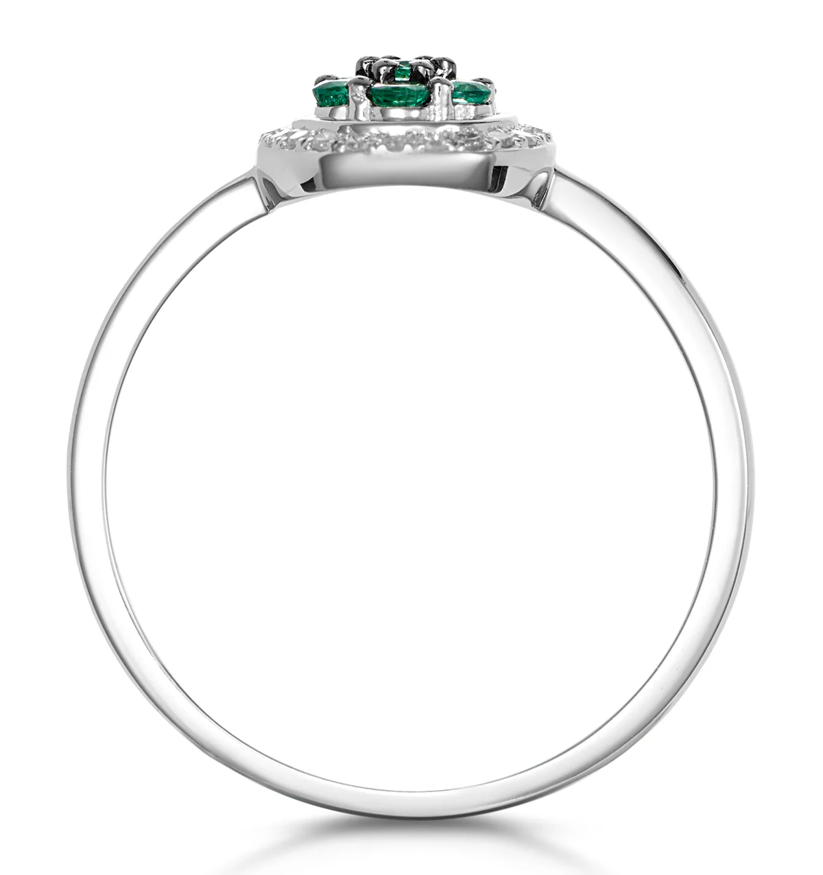 0.16ct Emerald and Diamond Ring in 9K White Gold - SIZES AVAILABLE J O P - Image 3