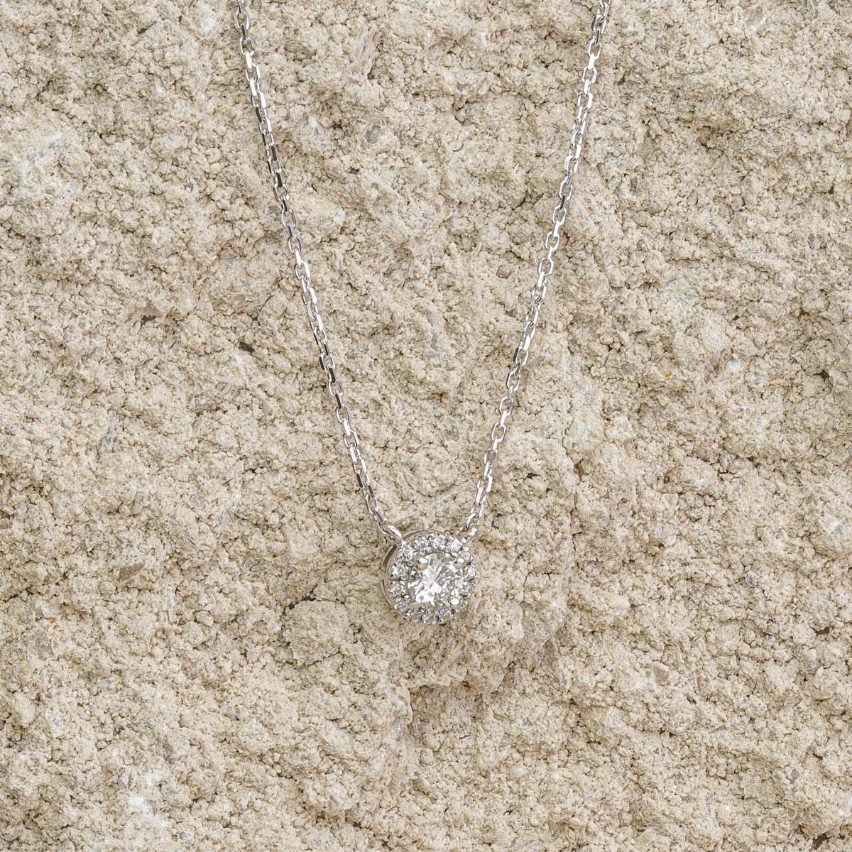 Lumia Lab Diamond Halo Necklace 0.40ct F/VS in 9K White Gold - Image 4