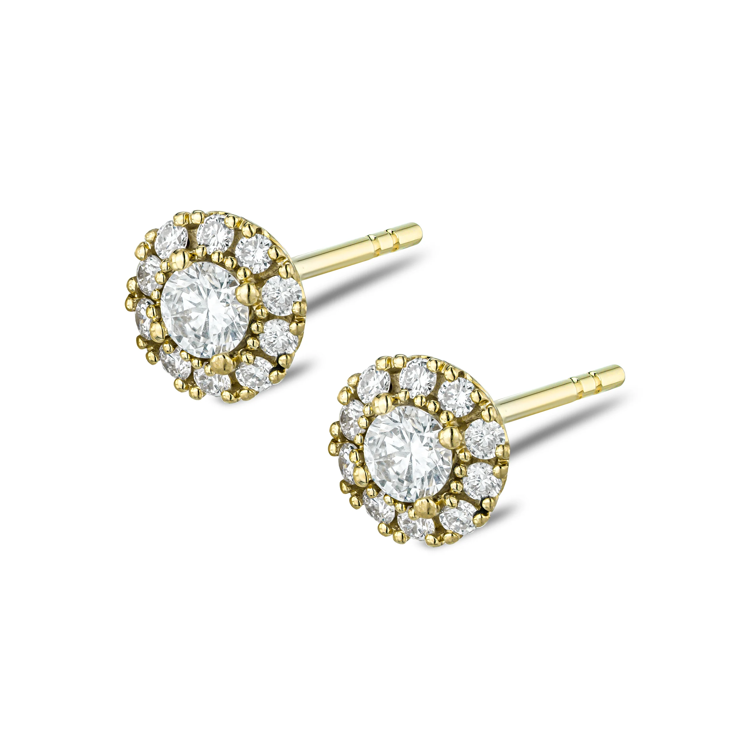 0.50ct Halo Lab Diamond Earrings Set in 9K Yellow Gold and H/SI Quality - Image 2