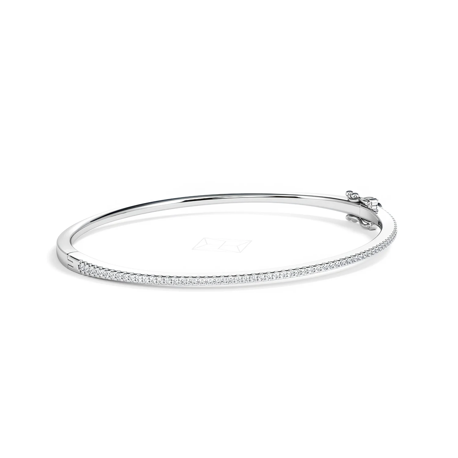 0.50ct Lab Diamond Half Pavé Bangle Bracelet in Sterling Silver - Image 16