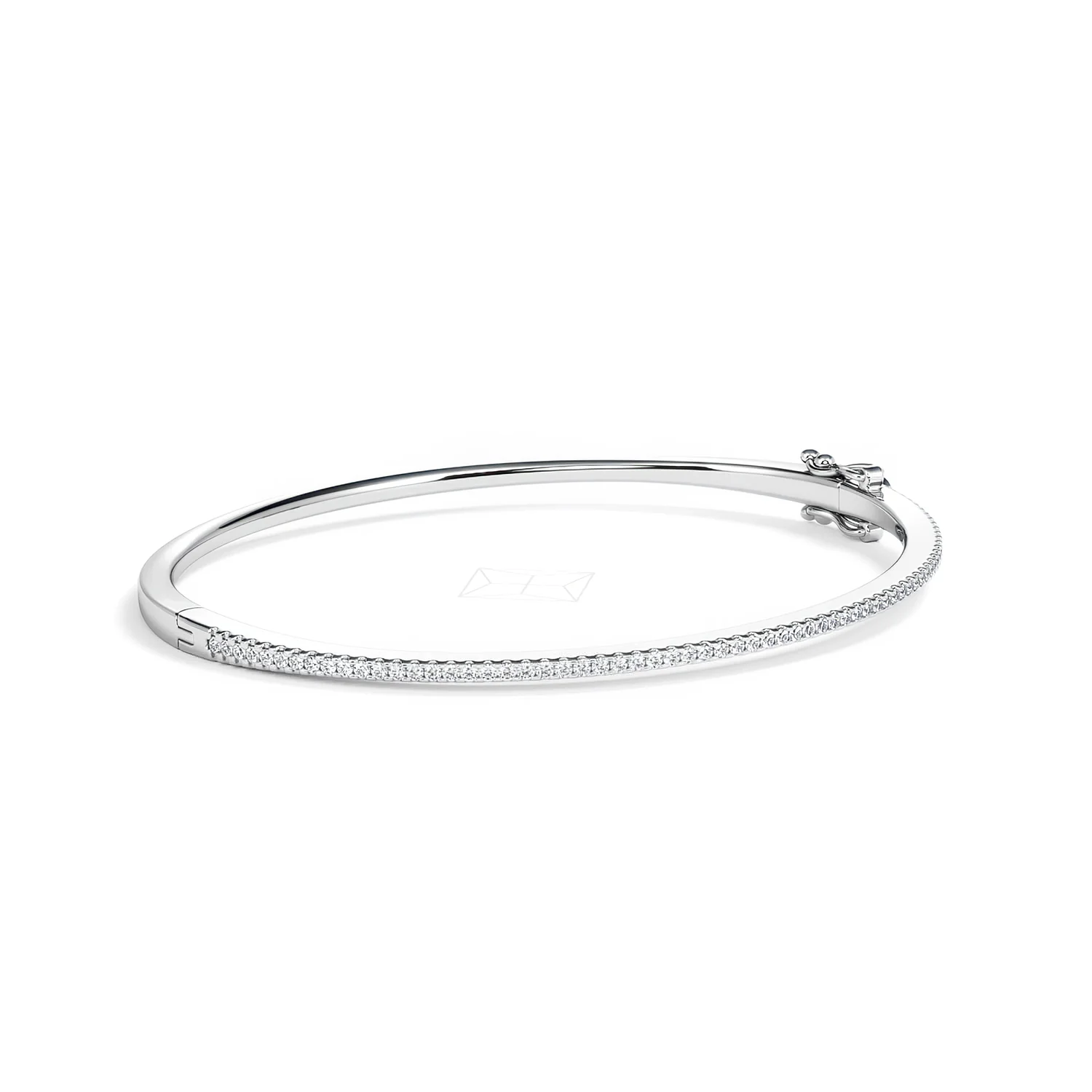 0.50ct Lab Diamond Half Pavé Bangle Bracelet in Sterling Silver - Image 17