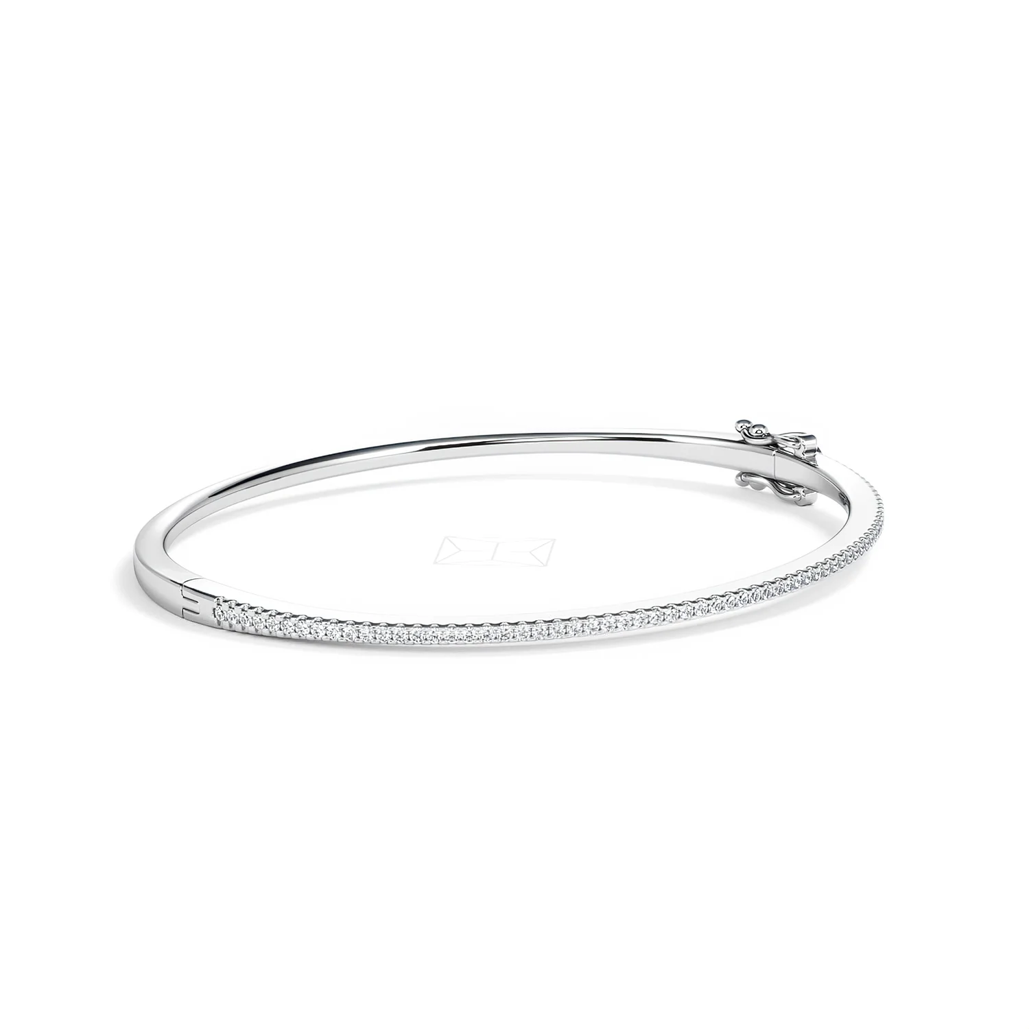 0.50ct Lab Diamond Half Pavé Bangle Bracelet in Sterling Silver - Image 18