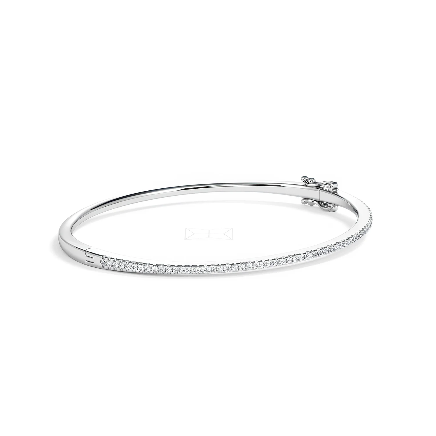 0.50ct Lab Diamond Half Pavé Bangle Bracelet in Sterling Silver - Image 19