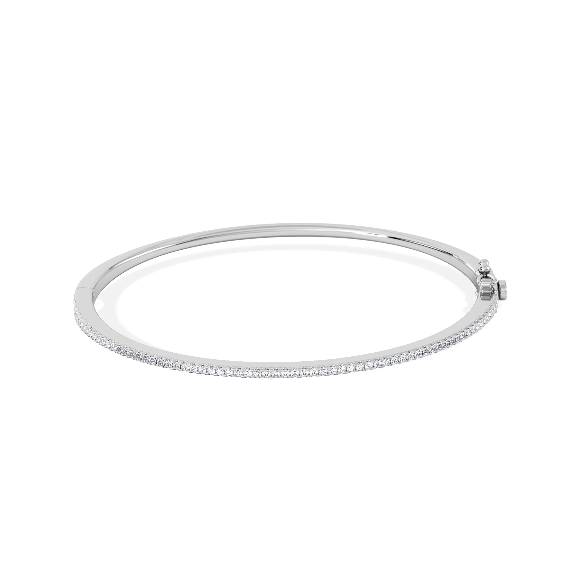 0.50ct Lab Diamond Half Pavé Bangle Bracelet in Sterling Silver - Image 2