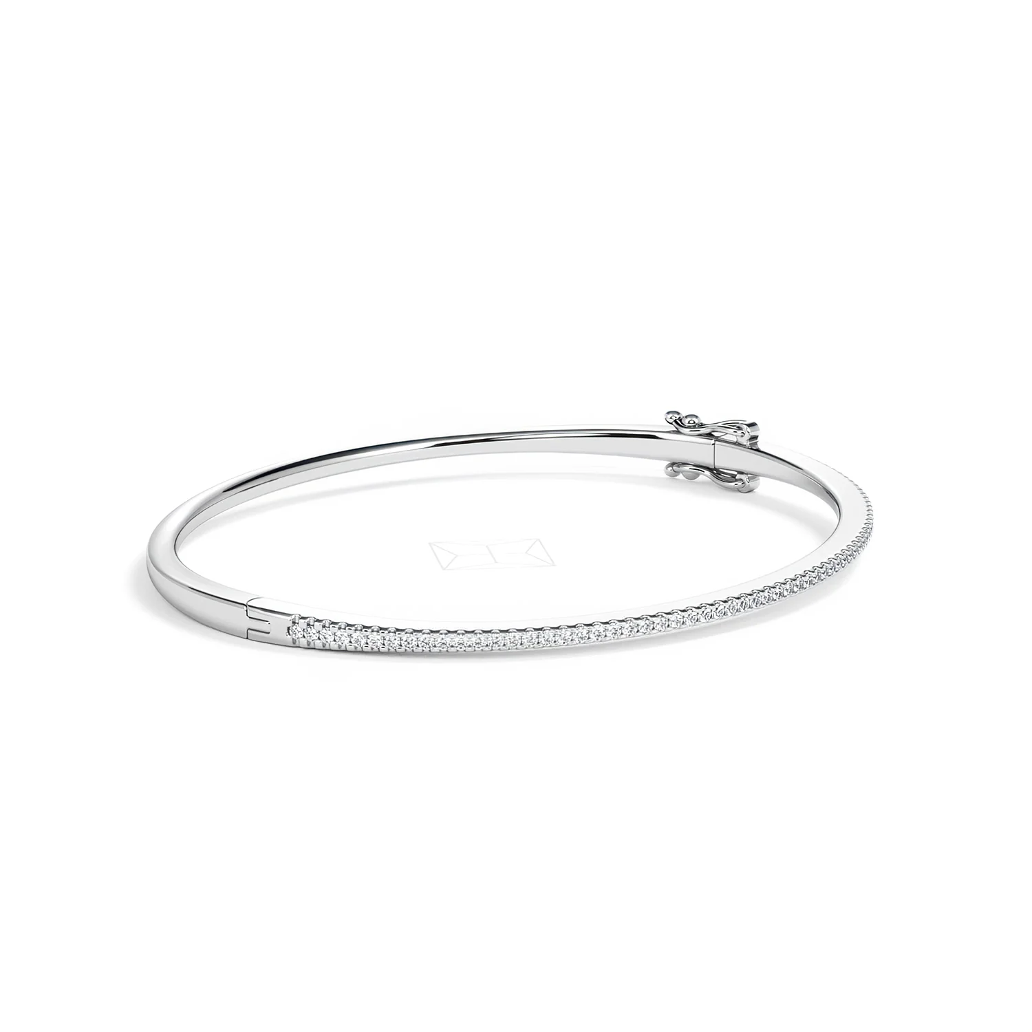 0.50ct Lab Diamond Half Pavé Bangle Bracelet in Sterling Silver - Image 21