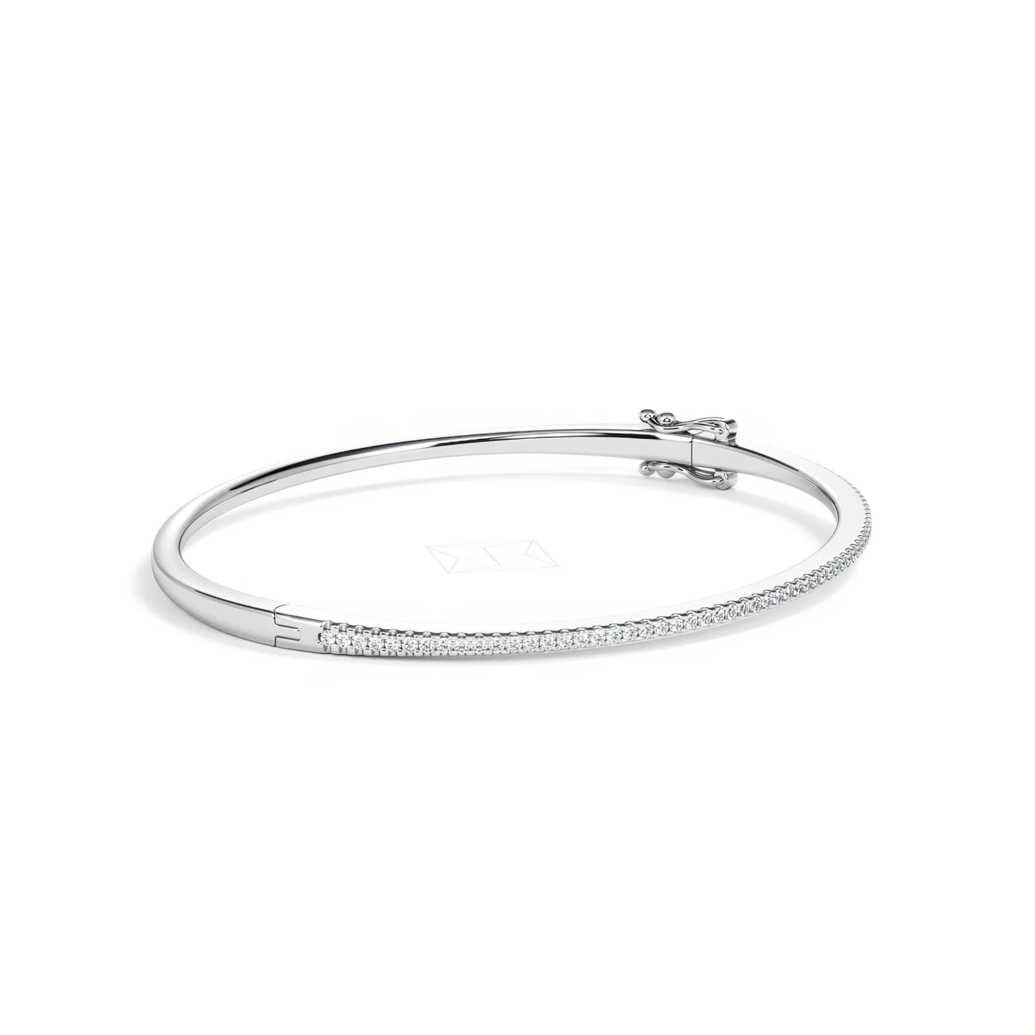 0.50ct Lab Diamond Half Pavé Bangle Bracelet in Sterling Silver - Image 22