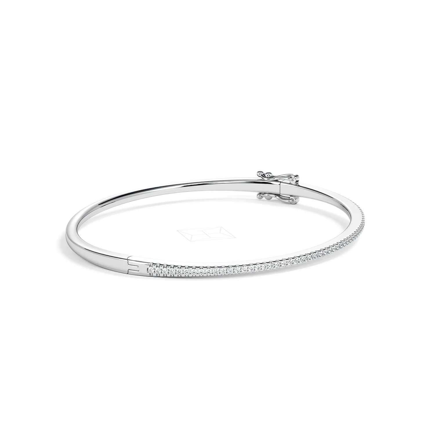 0.50ct Lab Diamond Half Pavé Bangle Bracelet in Sterling Silver - Image 23