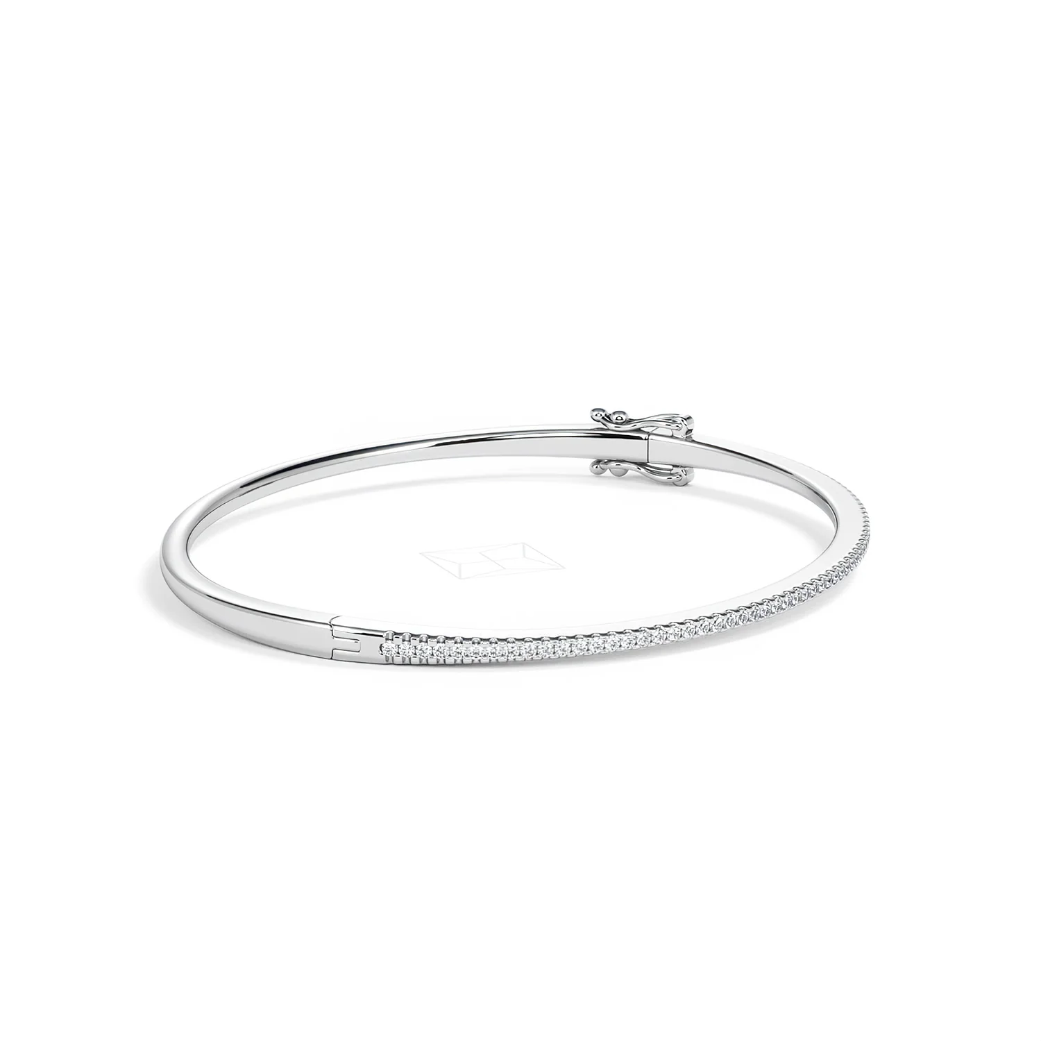 0.50ct Lab Diamond Half Pavé Bangle Bracelet in Sterling Silver - Image 24