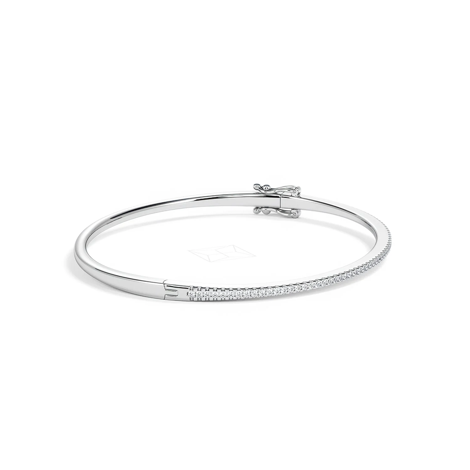 0.50ct Lab Diamond Half Pavé Bangle Bracelet in Sterling Silver - Image 25