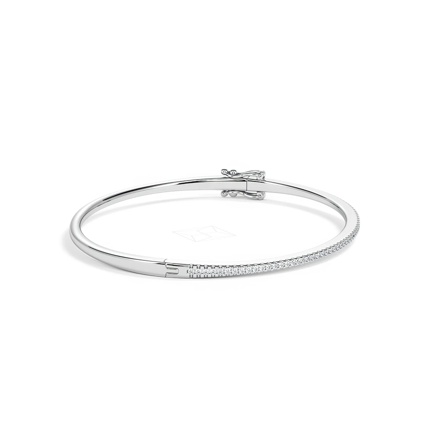 0.50ct Lab Diamond Half Pavé Bangle Bracelet in Sterling Silver - Image 26