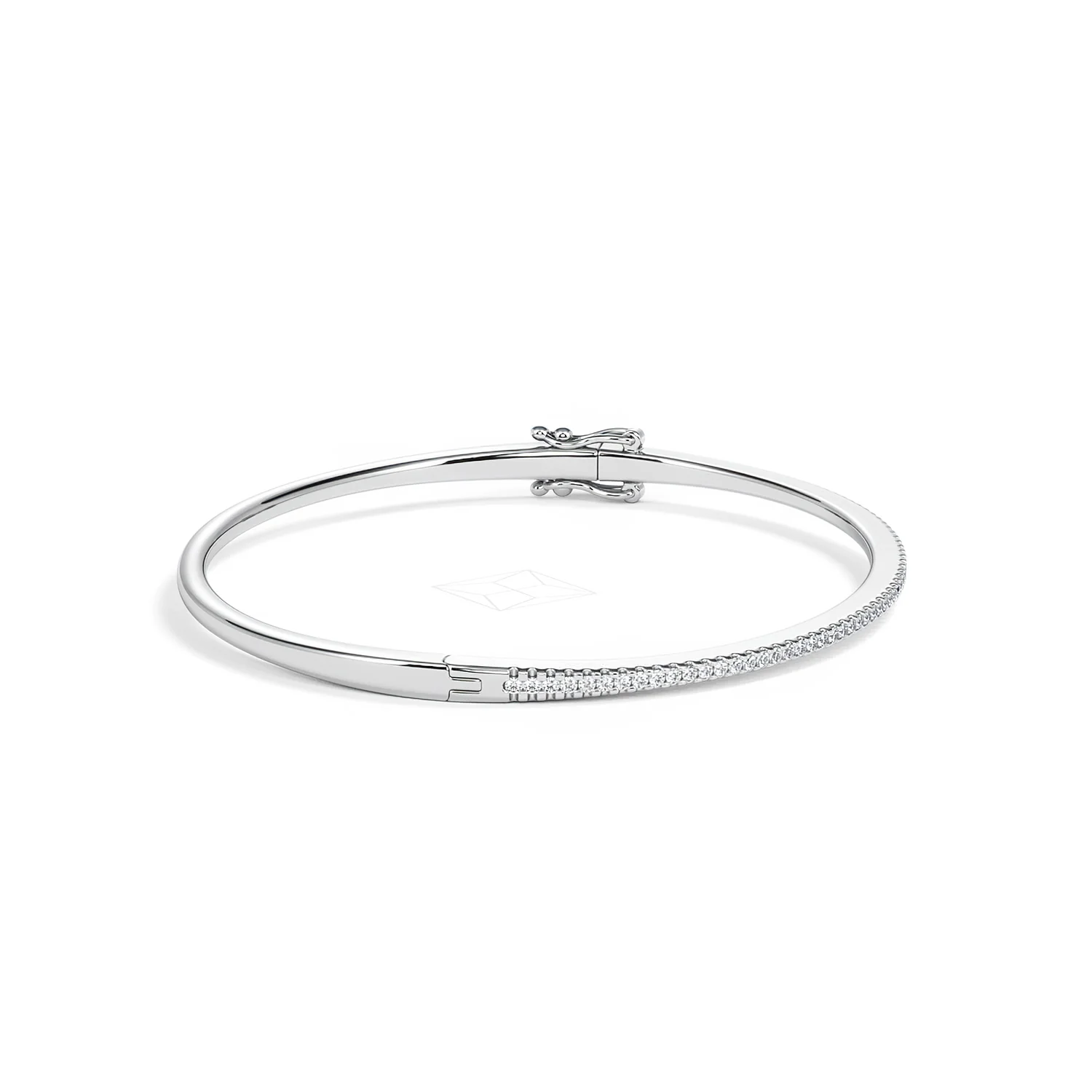 0.50ct Lab Diamond Half Pavé Bangle Bracelet in Sterling Silver - Image 27