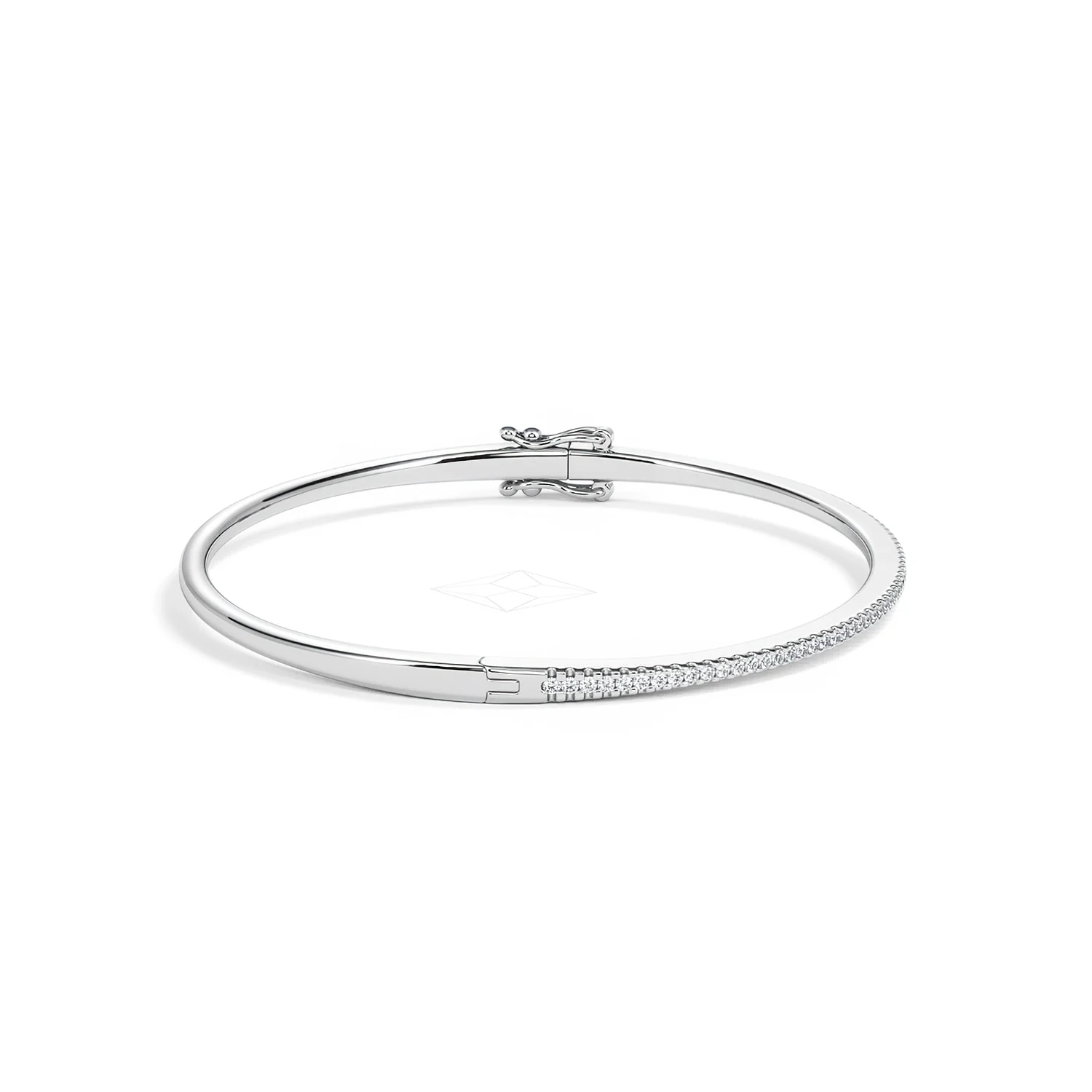 0.50ct Lab Diamond Half Pavé Bangle Bracelet in Sterling Silver - Image 28