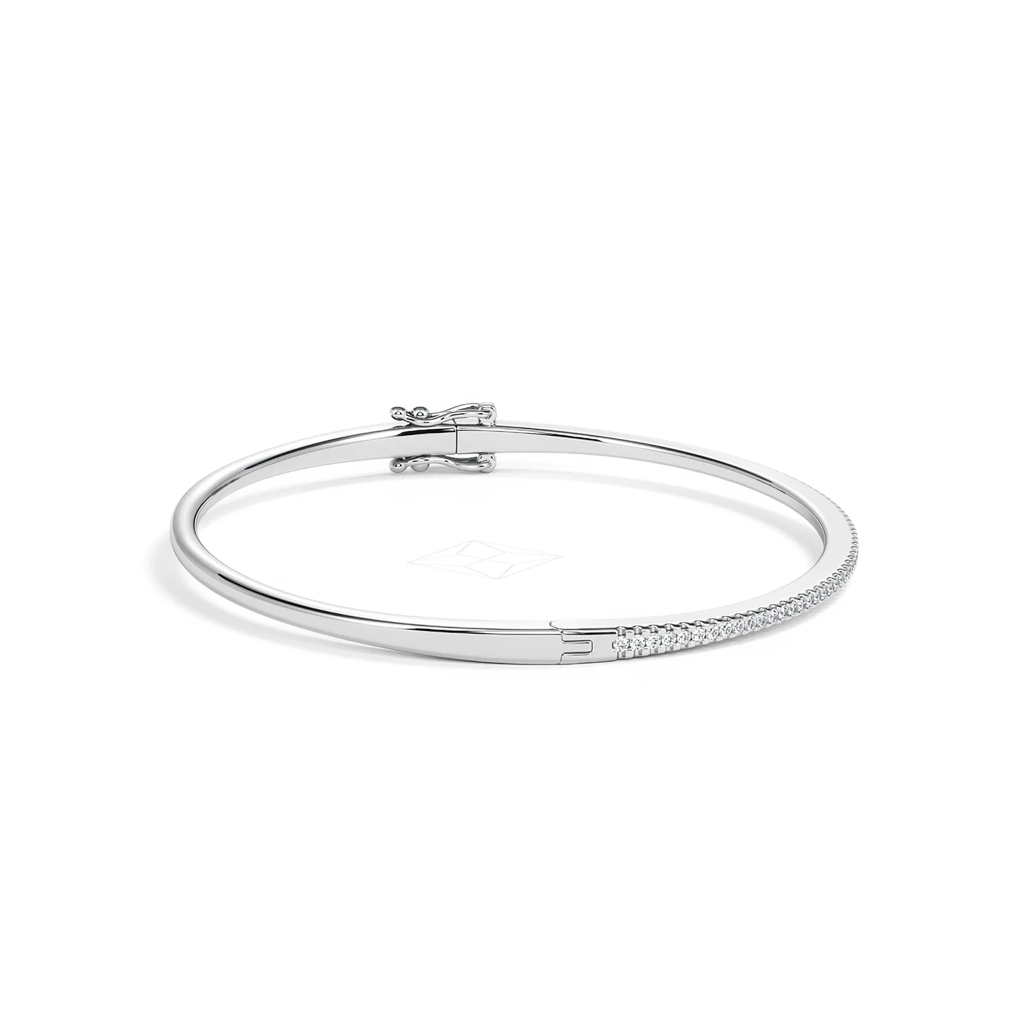 0.50ct Lab Diamond Half Pavé Bangle Bracelet in Sterling Silver - Image 31