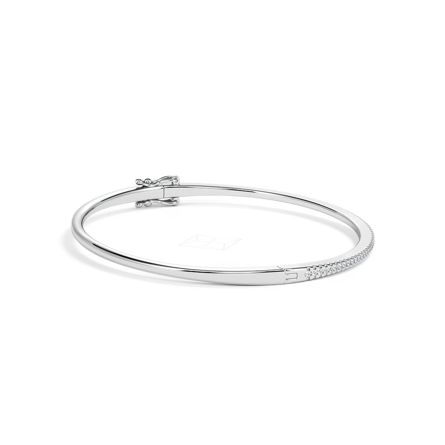 0.50ct Lab Diamond Half Pavé Bangle Bracelet in Sterling Silver - Image 34