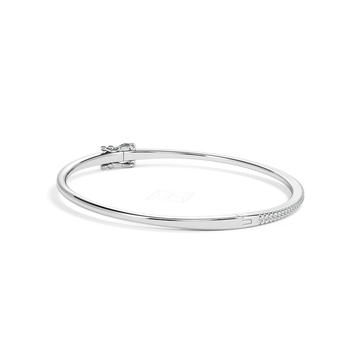 0.50ct Lab Diamond Half Pavé Bangle Bracelet in Sterling Silver - Image 35