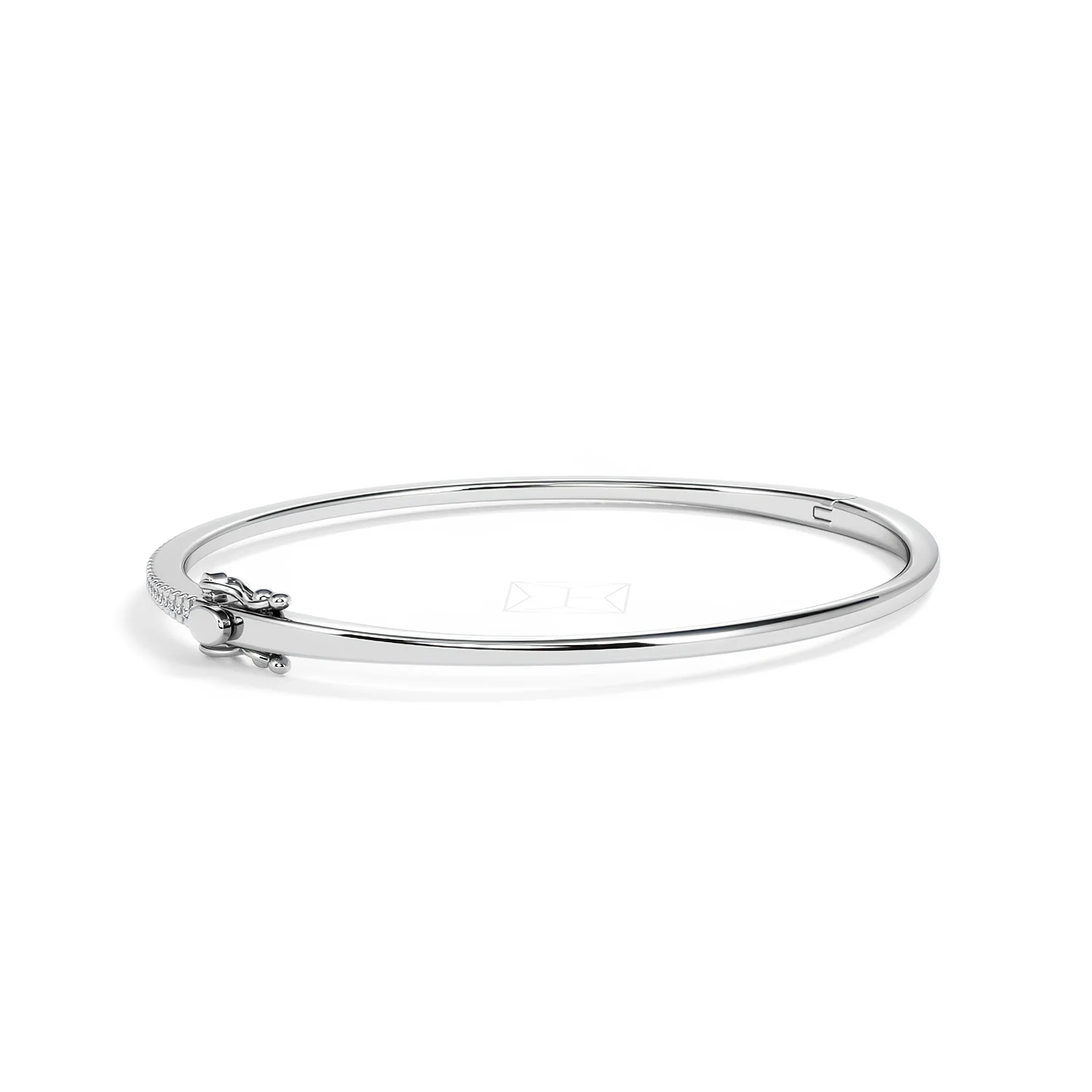 0.50ct Lab Diamond Half Pavé Bangle Bracelet in Sterling Silver - Image 58
