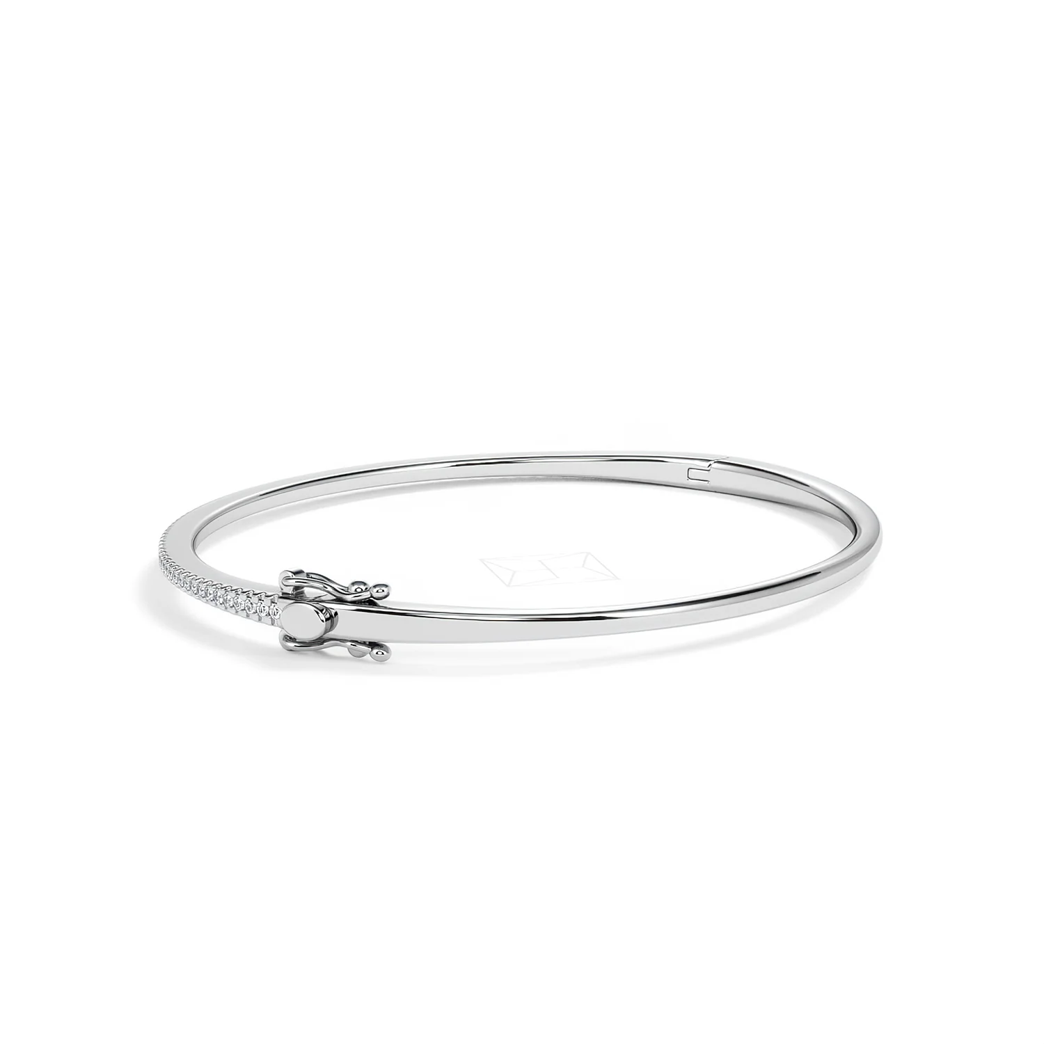 0.50ct Lab Diamond Half Pavé Bangle Bracelet in Sterling Silver - Image 62