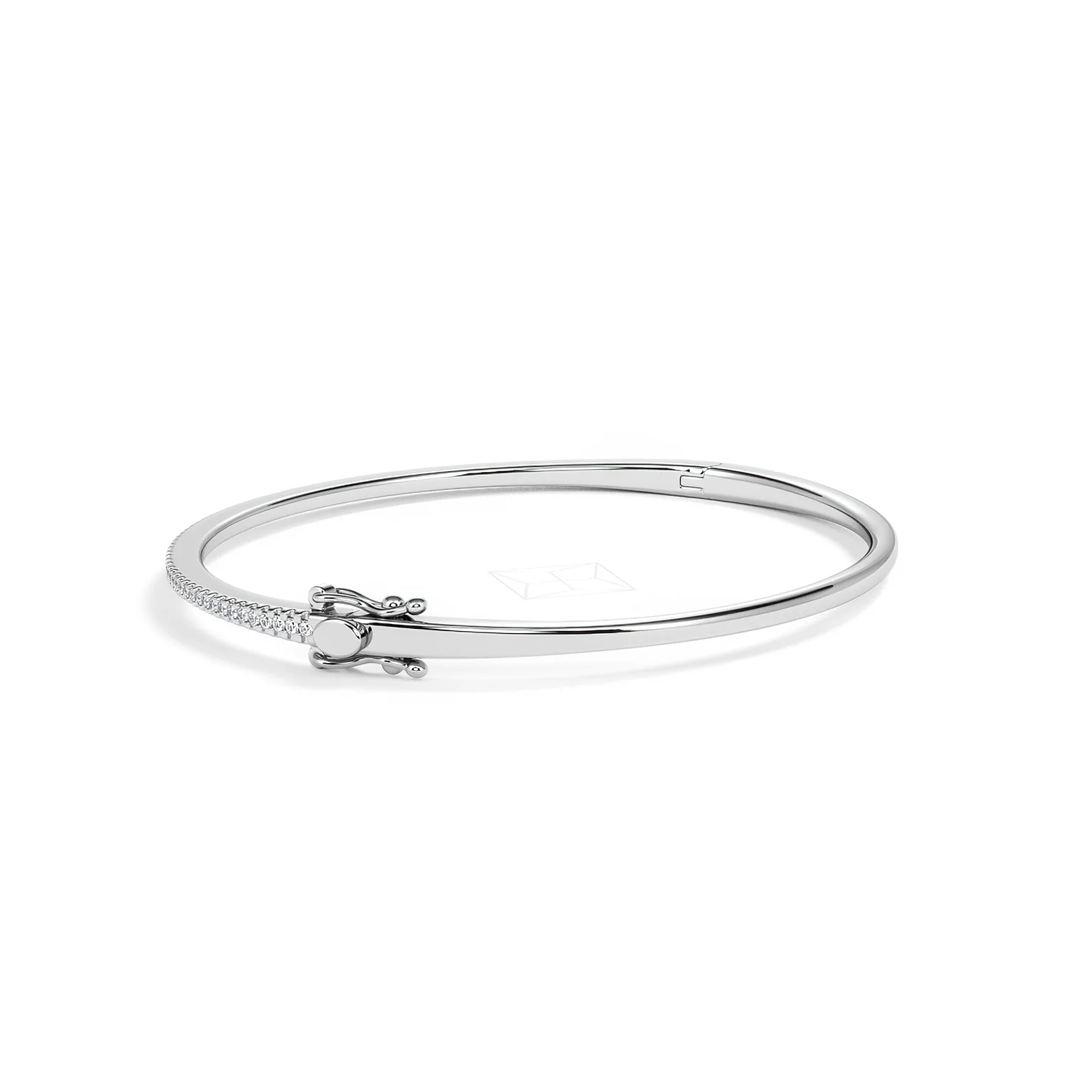 0.50ct Lab Diamond Half Pavé Bangle Bracelet in Sterling Silver - Image 63