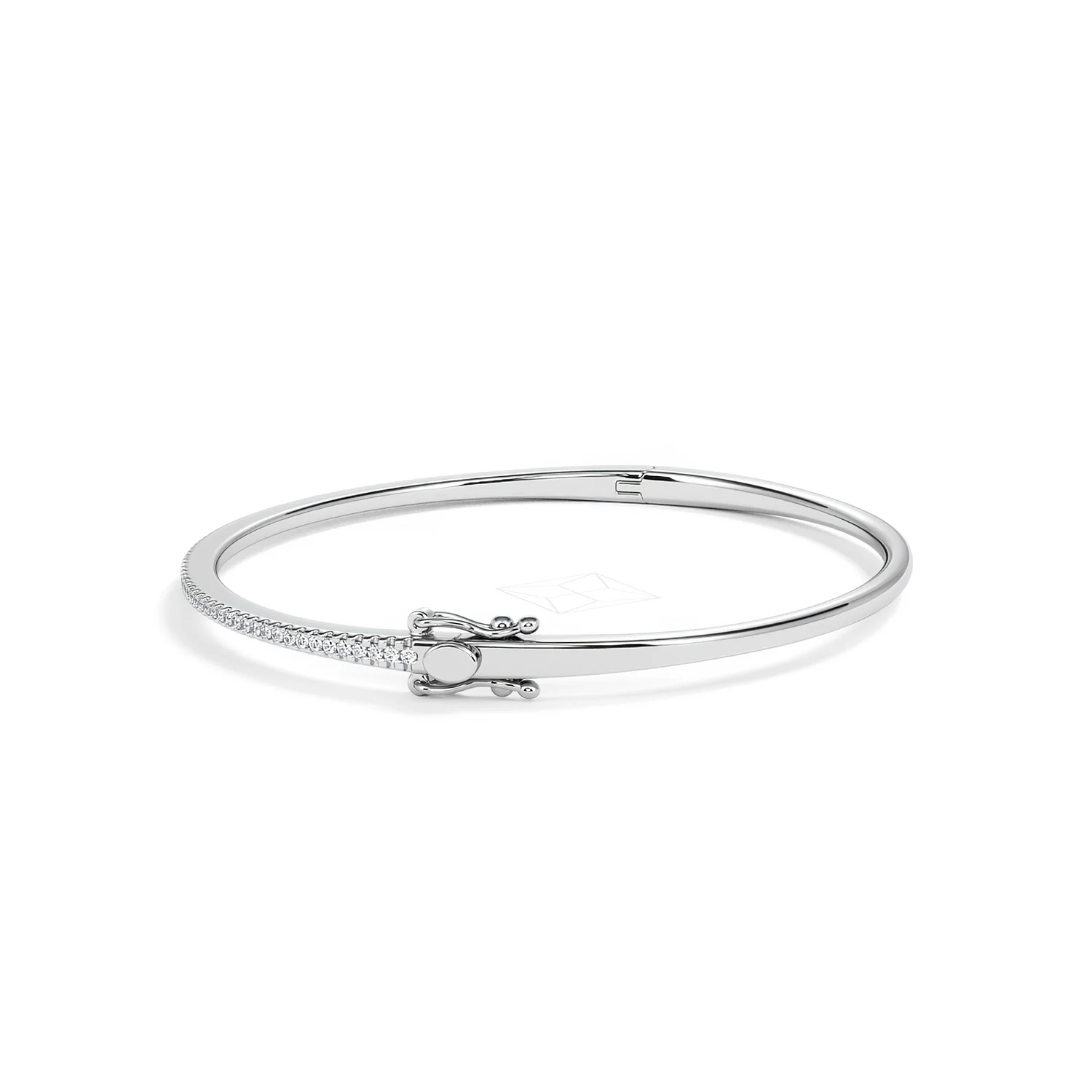 0.50ct Lab Diamond Half Pavé Bangle Bracelet in Sterling Silver - Image 66