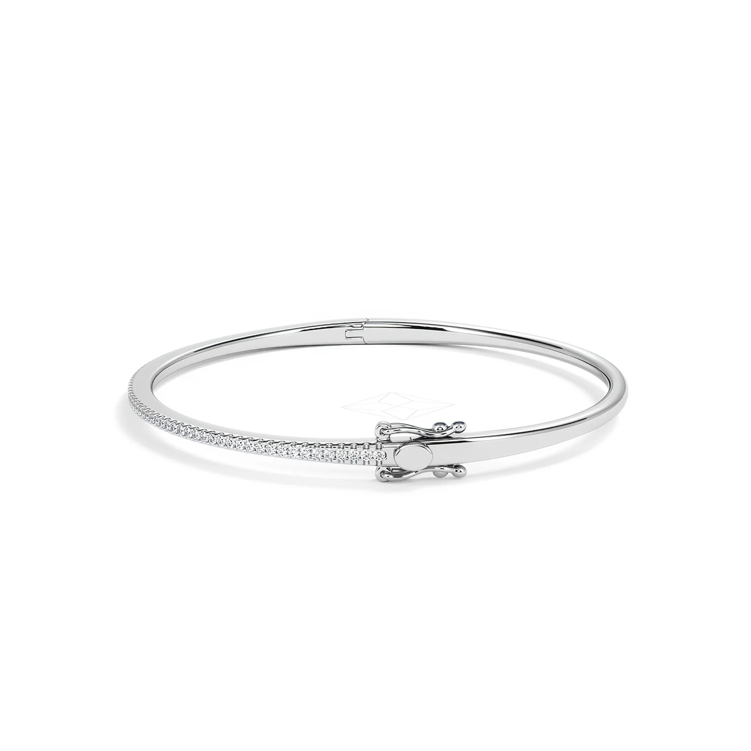 0.50ct Lab Diamond Half Pavé Bangle Bracelet in Sterling Silver - Image 70