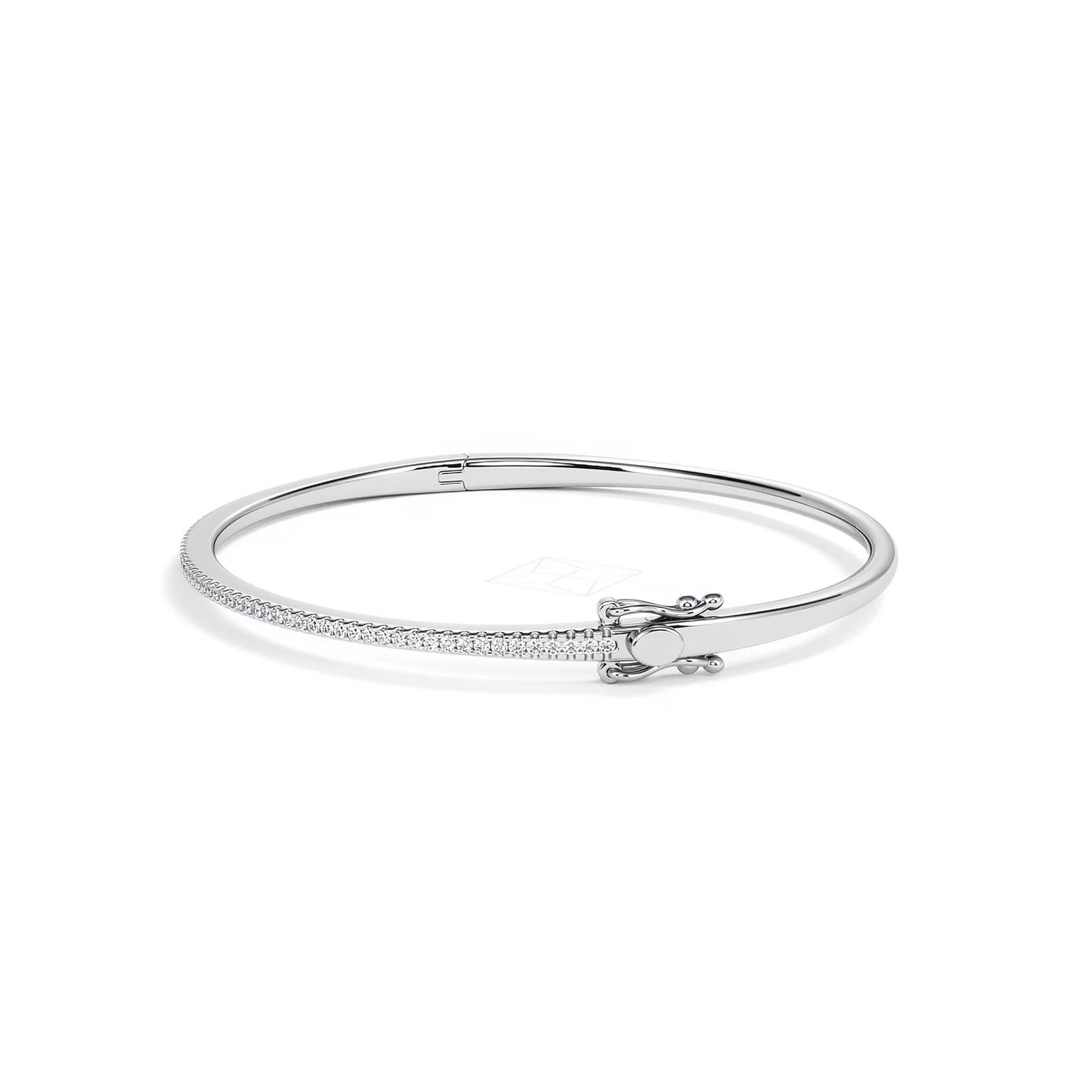 0.50ct Lab Diamond Half Pavé Bangle Bracelet in Sterling Silver - Image 72