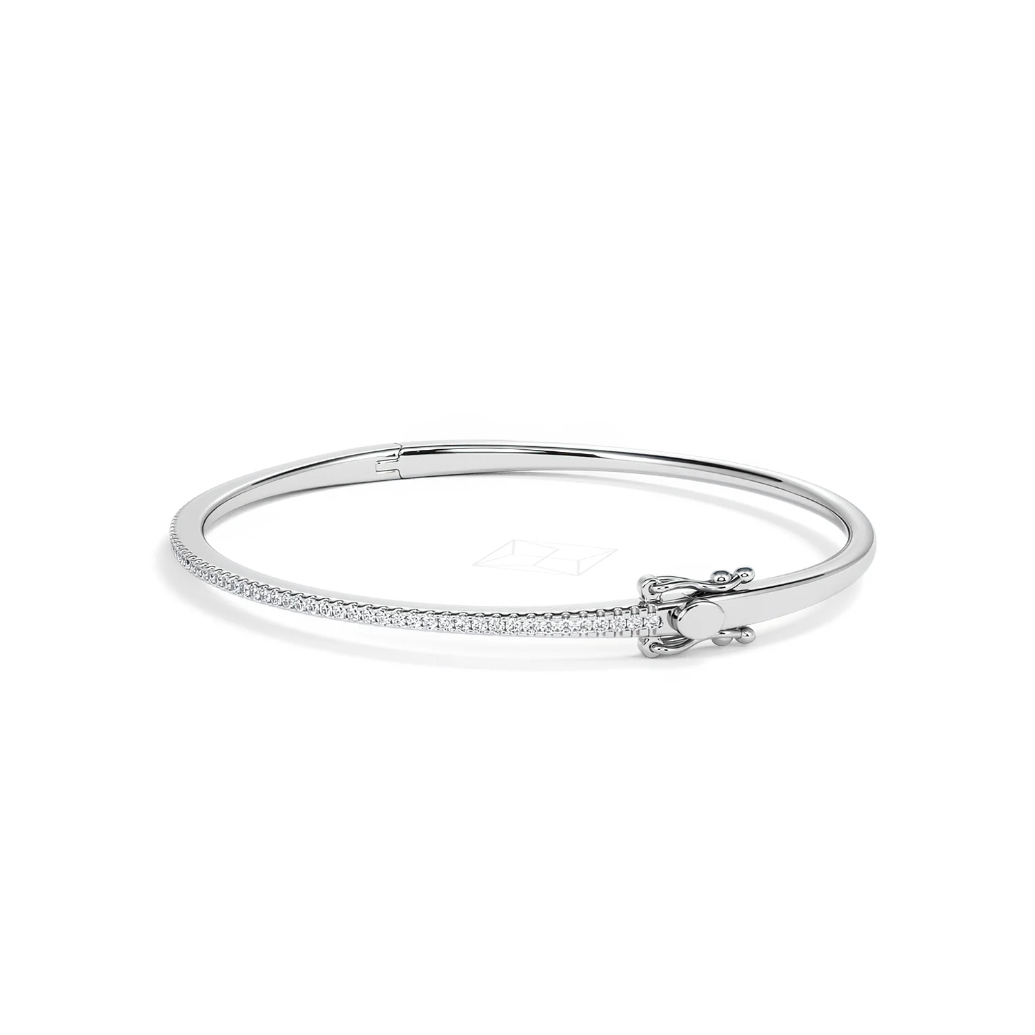 0.50ct Lab Diamond Half Pavé Bangle Bracelet in Sterling Silver - Image 74