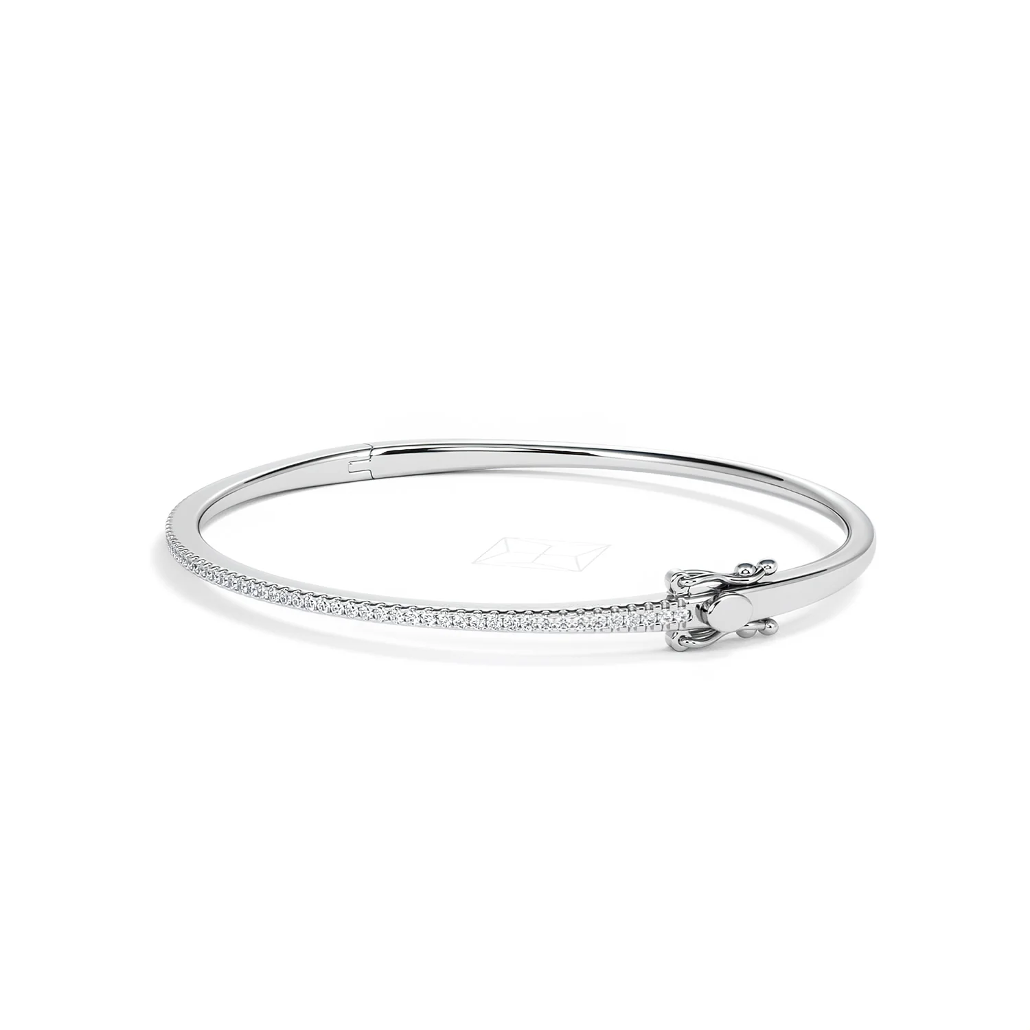 0.50ct Lab Diamond Half Pavé Bangle Bracelet in Sterling Silver - Image 75