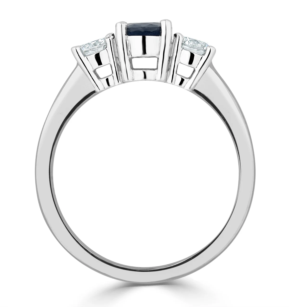 0.50ct Oval Cut Sapphire and Lab Diamond 3 Stone Ring in 9K White Gold - Image 3