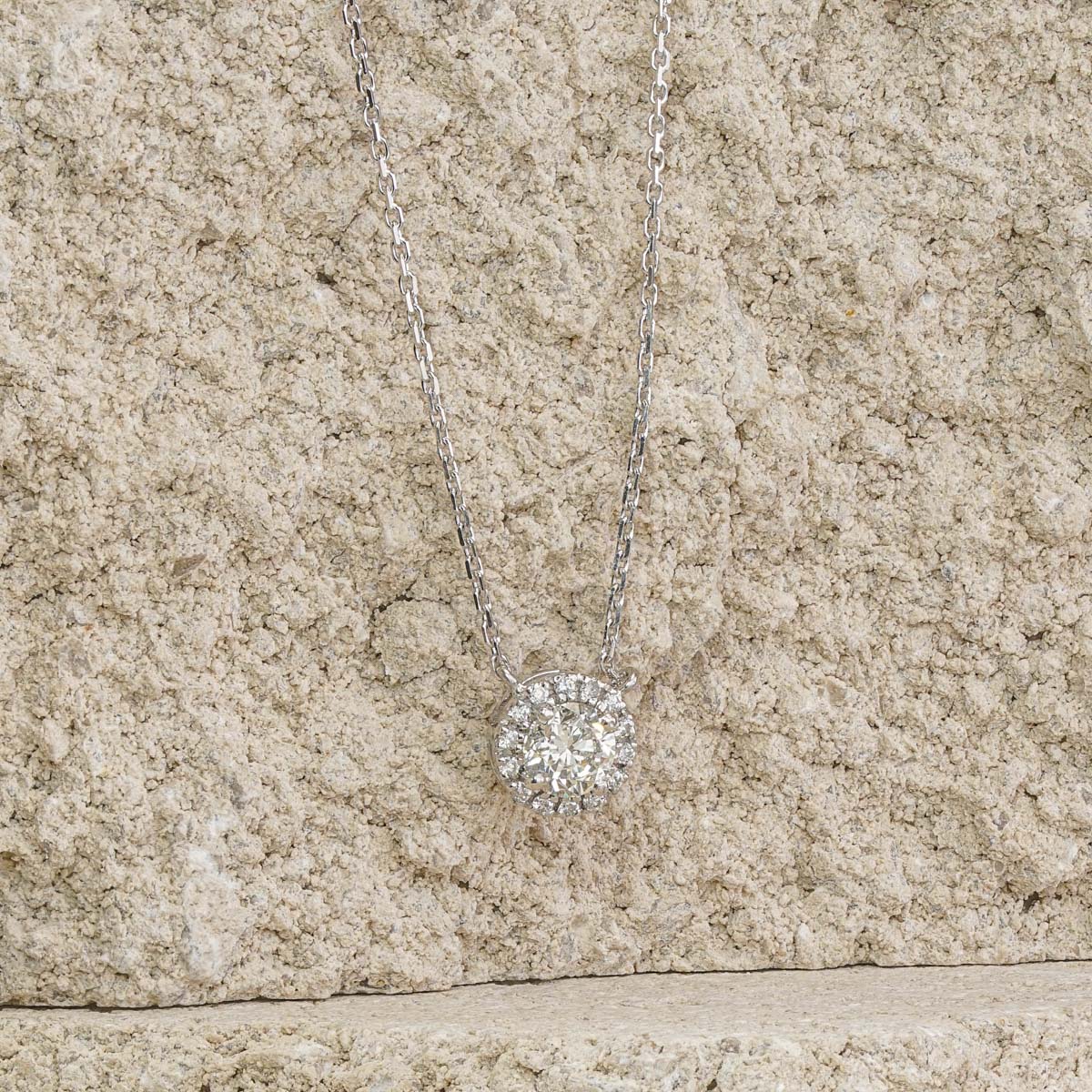 Lumia Lab Diamond Halo Necklace 0.70ct F/VS in 9K White Gold - Image 8