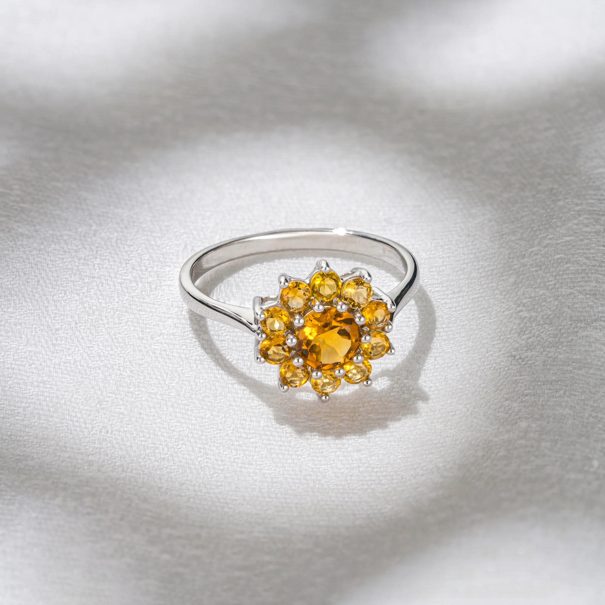 0.96ct Citrine Cluster Ring in 9K White Gold - Image 2