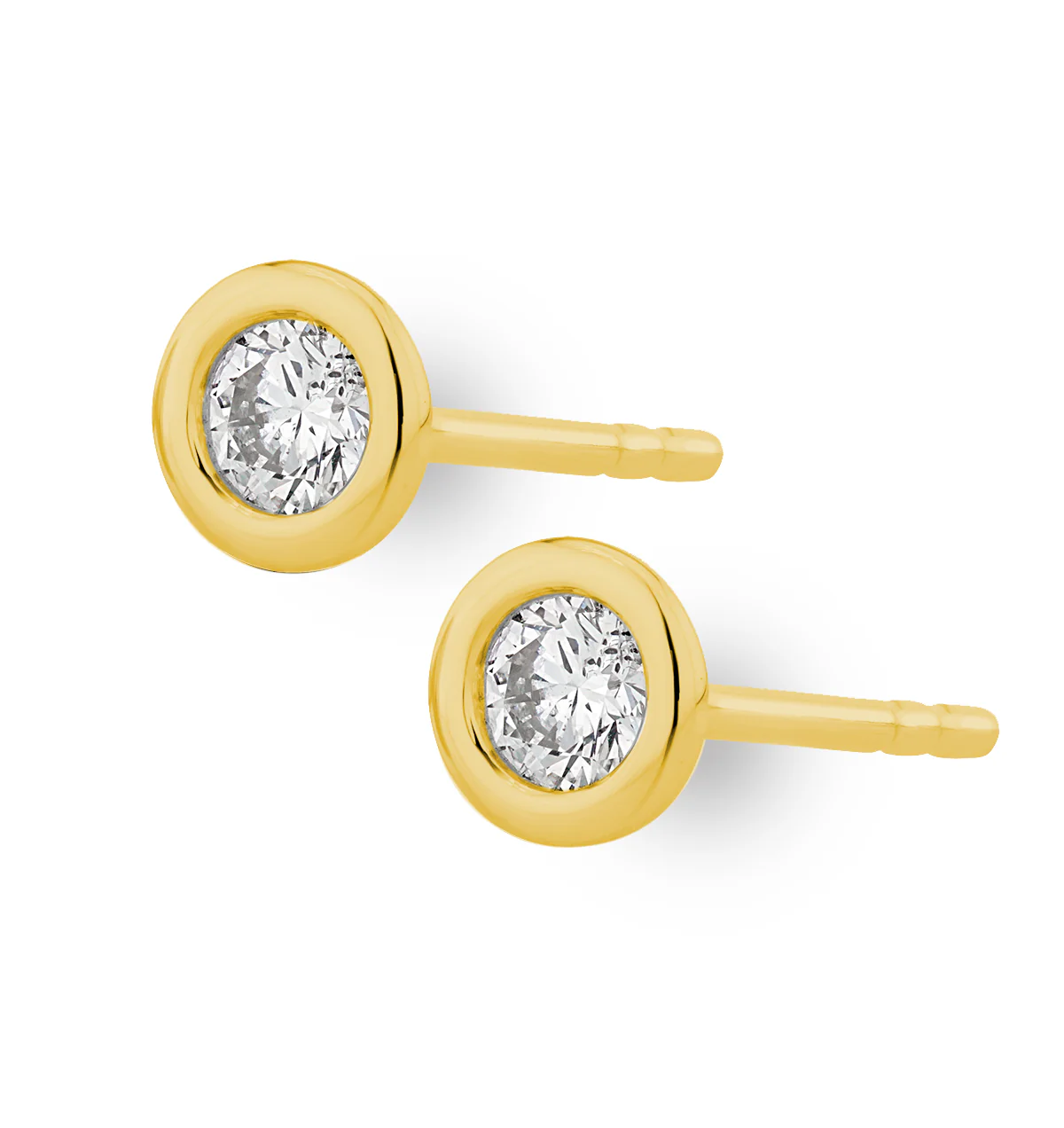 0.10ct Lab Diamond Rub Over Studs Earrings in 9K Gold - 4mm - Image 3