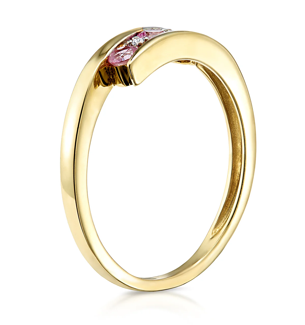0.21ct Pink Sapphire and Diamond Ring 9K Yellow Gold - Image 3