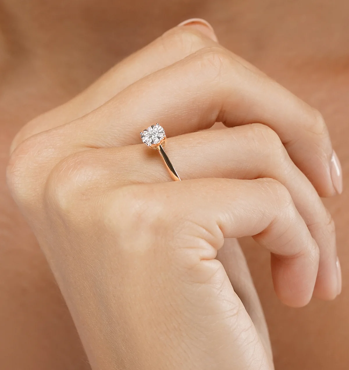 0.25ct Lab Diamond Cluster Solitaire Ring H/Si in 9K Gold - Image 3