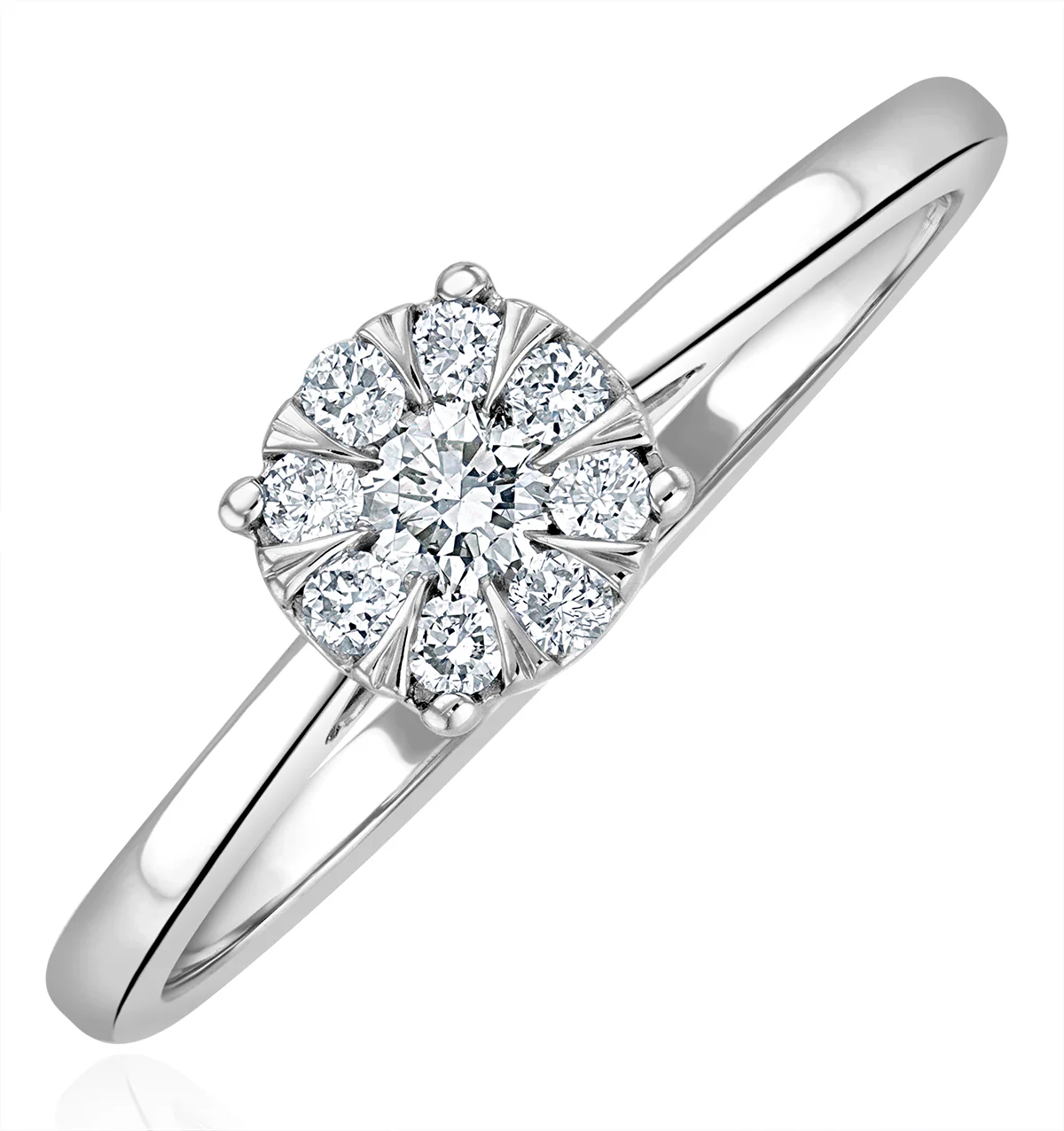 0.25ct Lab Diamond Cluster Solitaire Ring H/Si in 9K White Gold