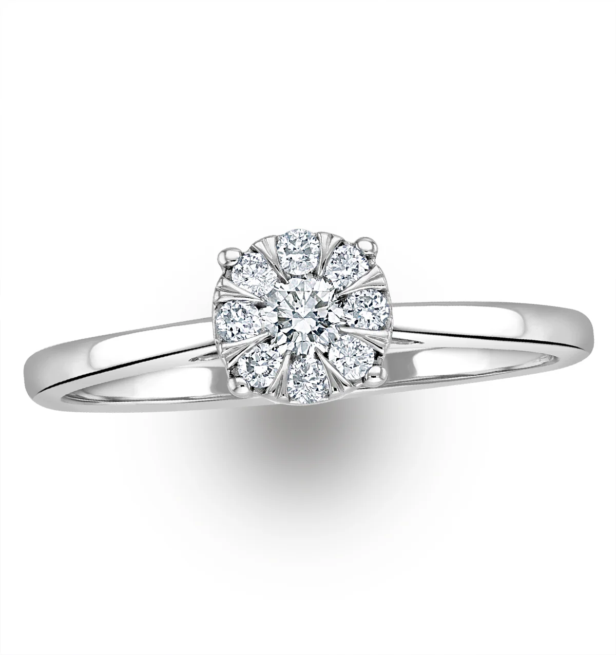 0.25ct Lab Diamond Cluster Solitaire Ring H/Si in 9K White Gold - Image 4