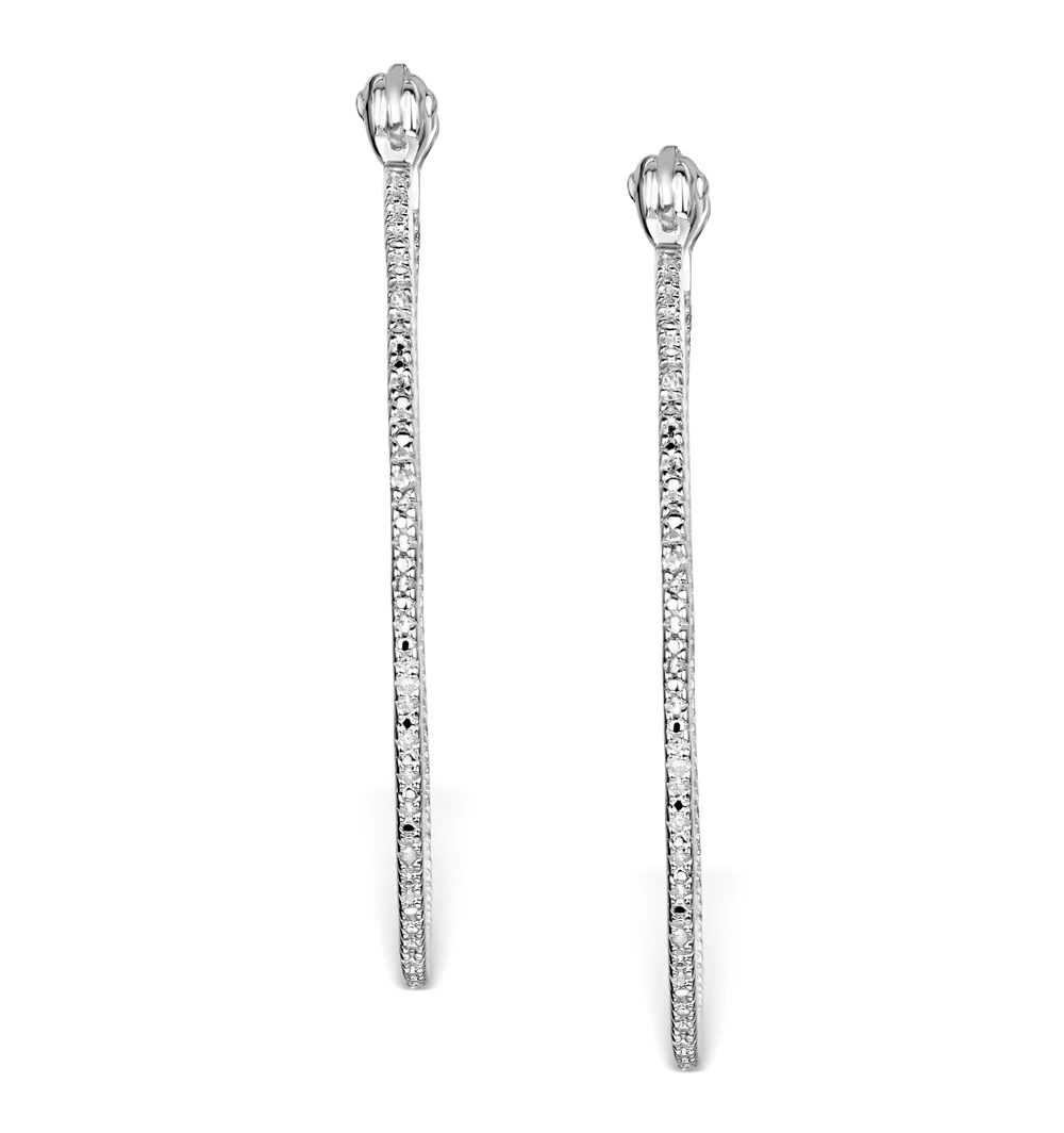 0.25ct Lab Diamond Hoops Earrings 35mm Set in 925 Silver - Image 3