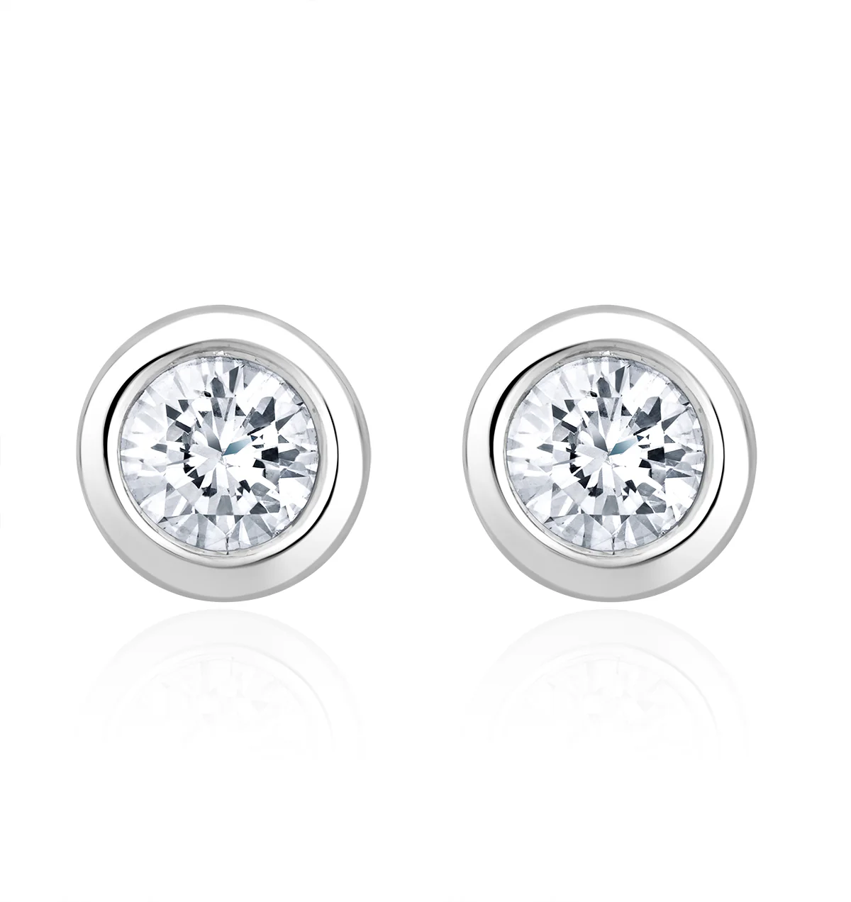 0.30ct Lab Diamond Rub Over Studs Earrings in 9K White Gold - 5.2mm