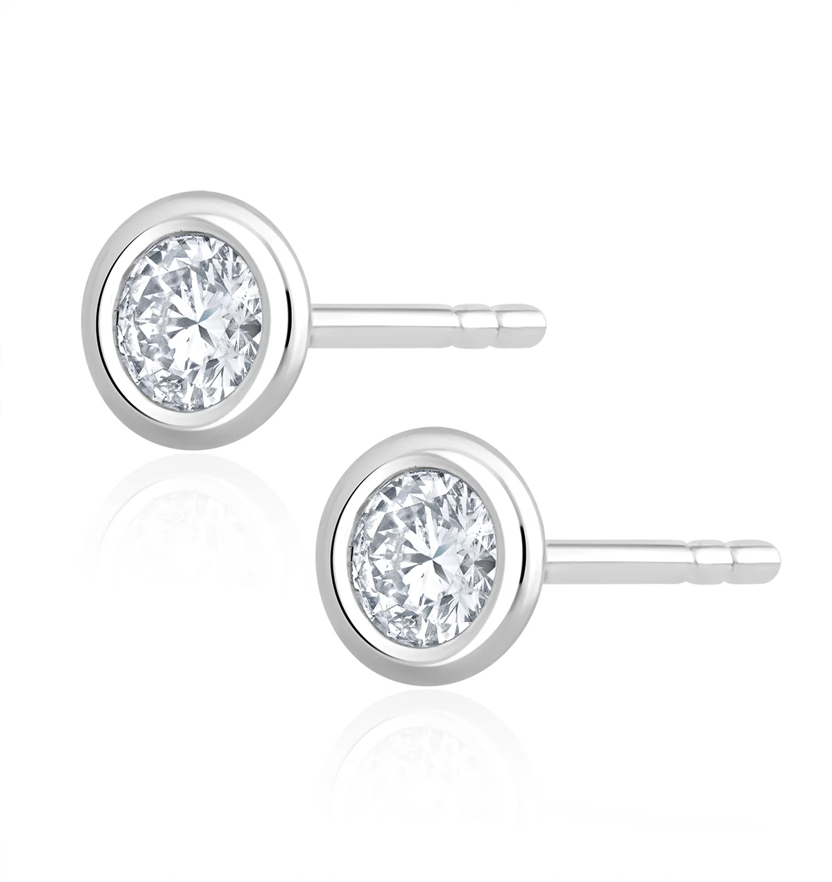 0.30ct Lab Diamond Rub Over Studs Earrings in 9K White Gold - 5.2mm - Image 2
