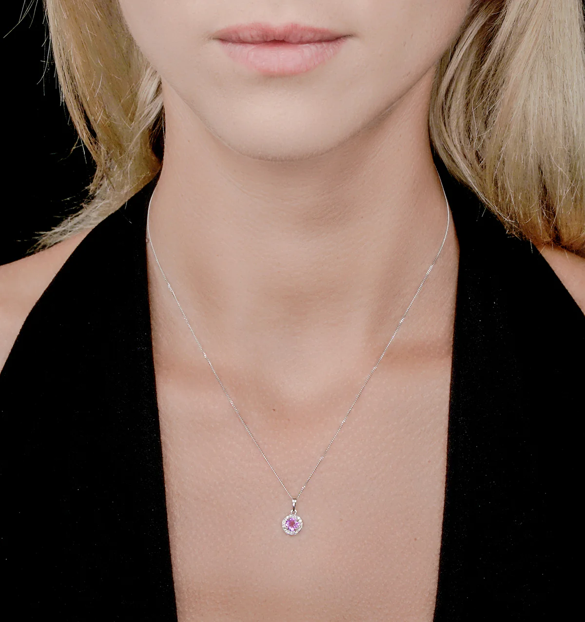 0.33ct Amethyst and Diamond Stellato Necklace in 9K White Gold - Image 2