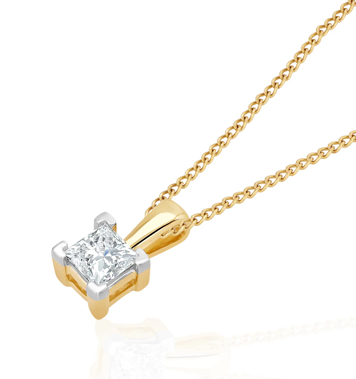 0.33ct Lab Diamond Princess Cut Solitaire Necklace in 9K Gold - Image 3