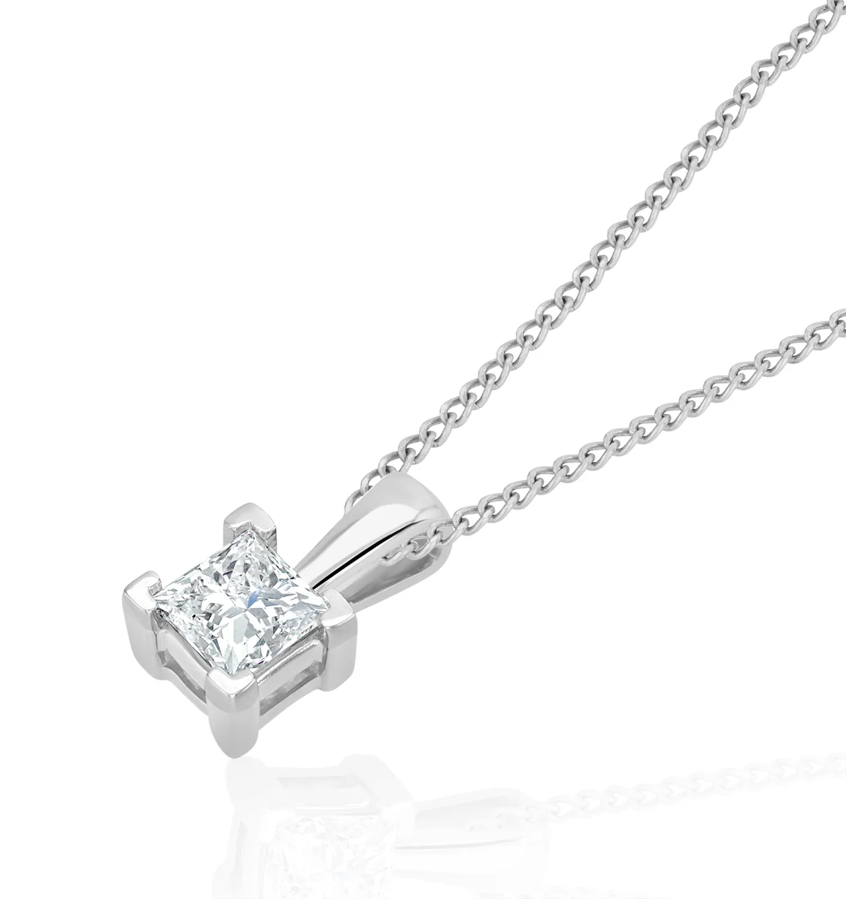 033ct lab diamond princess cut solitaire necklace in 9k white gold - Image 3