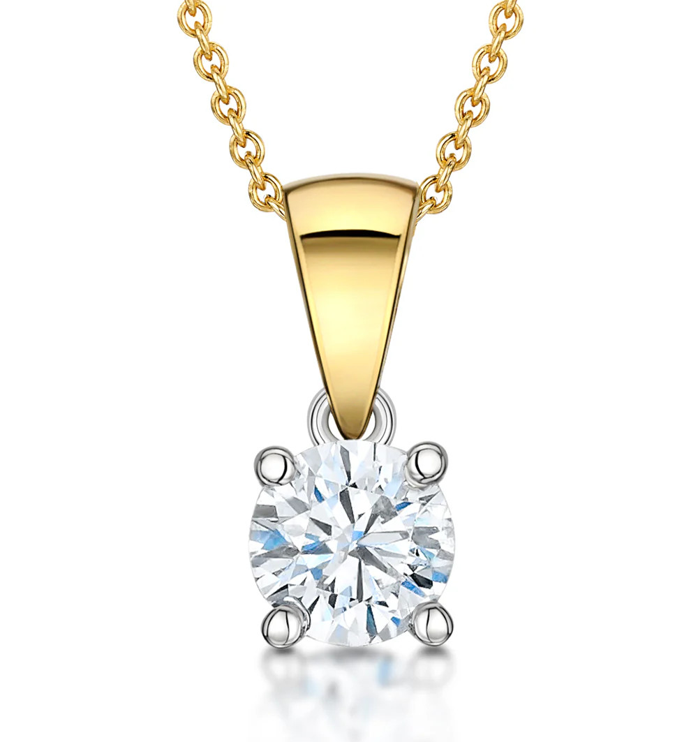 Chloe 0.50ct Diamond Solitaire Pendant Necklace Premium Quality in 18K Yellow Gold