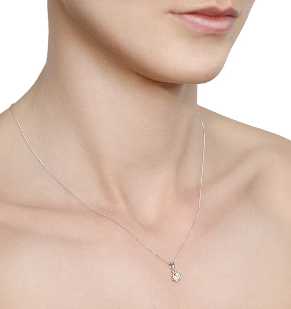 Chloe 0.50ct Diamond Solitaire Pendant Necklace Premium Quality in 18K White Gold - Image 3
