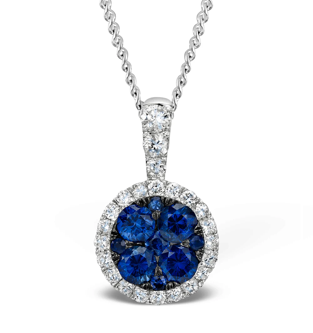 0.65ct and 18K White Gold Diamond Halo Pendant Necklace - FR39