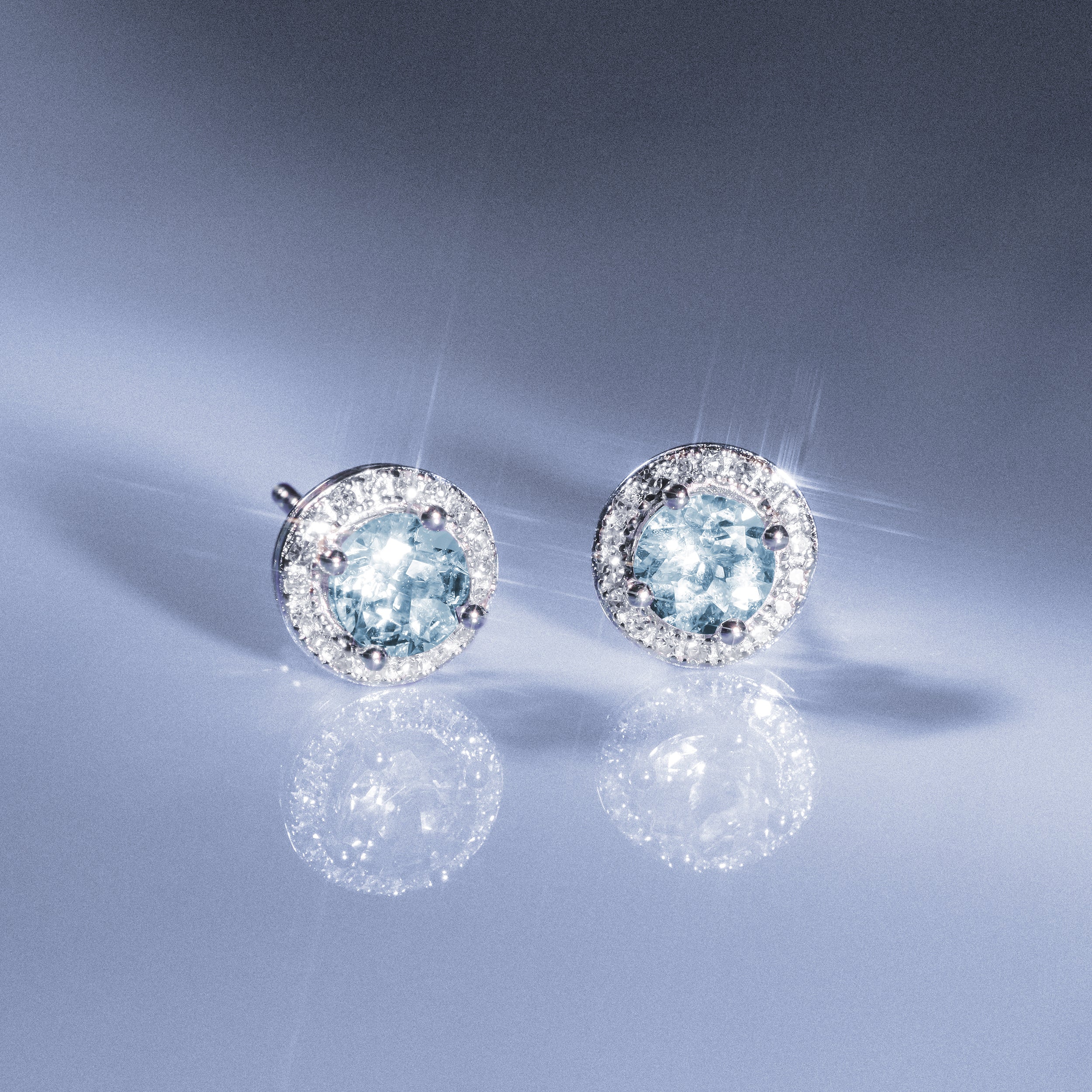 0.69ct Aquamarine and Diamond Halo Stellato Earrings in 9K White Gold - Image 5