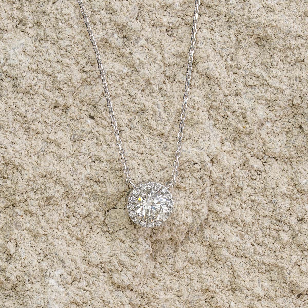 Lumia Lab Diamond Halo Necklace 1.00ct F/VS in 9K White Gold - Image 8