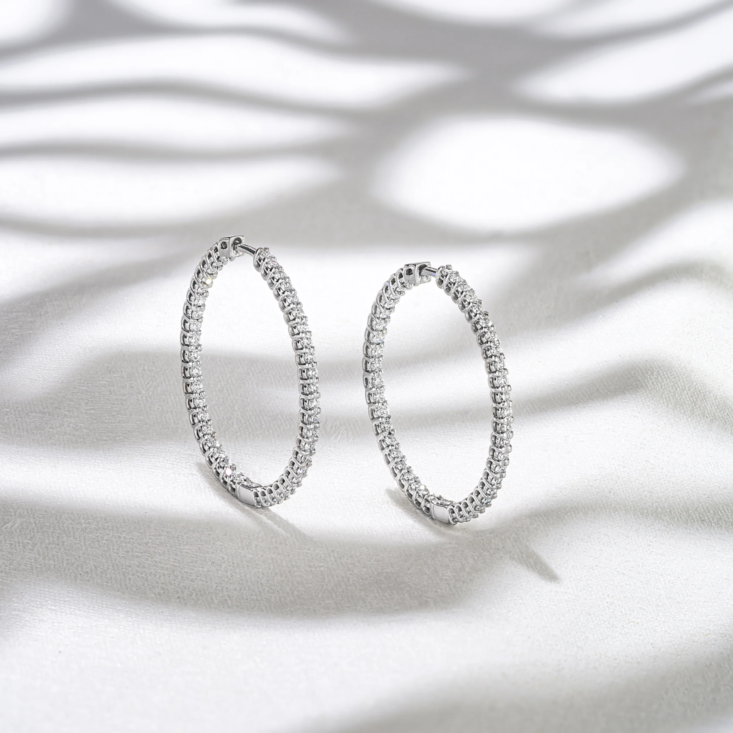 1.00ct Lab Diamond Hoop Earrings in 9K White Gold G/VS - Image 7