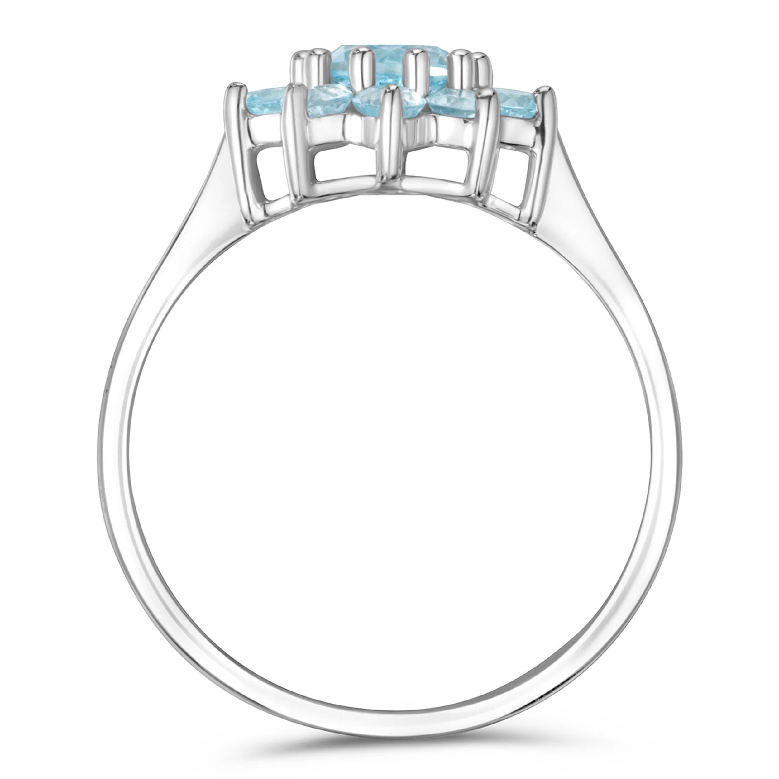 1.10ct Blue Topaz Cluster Ring in 9K White Gold - Image 3