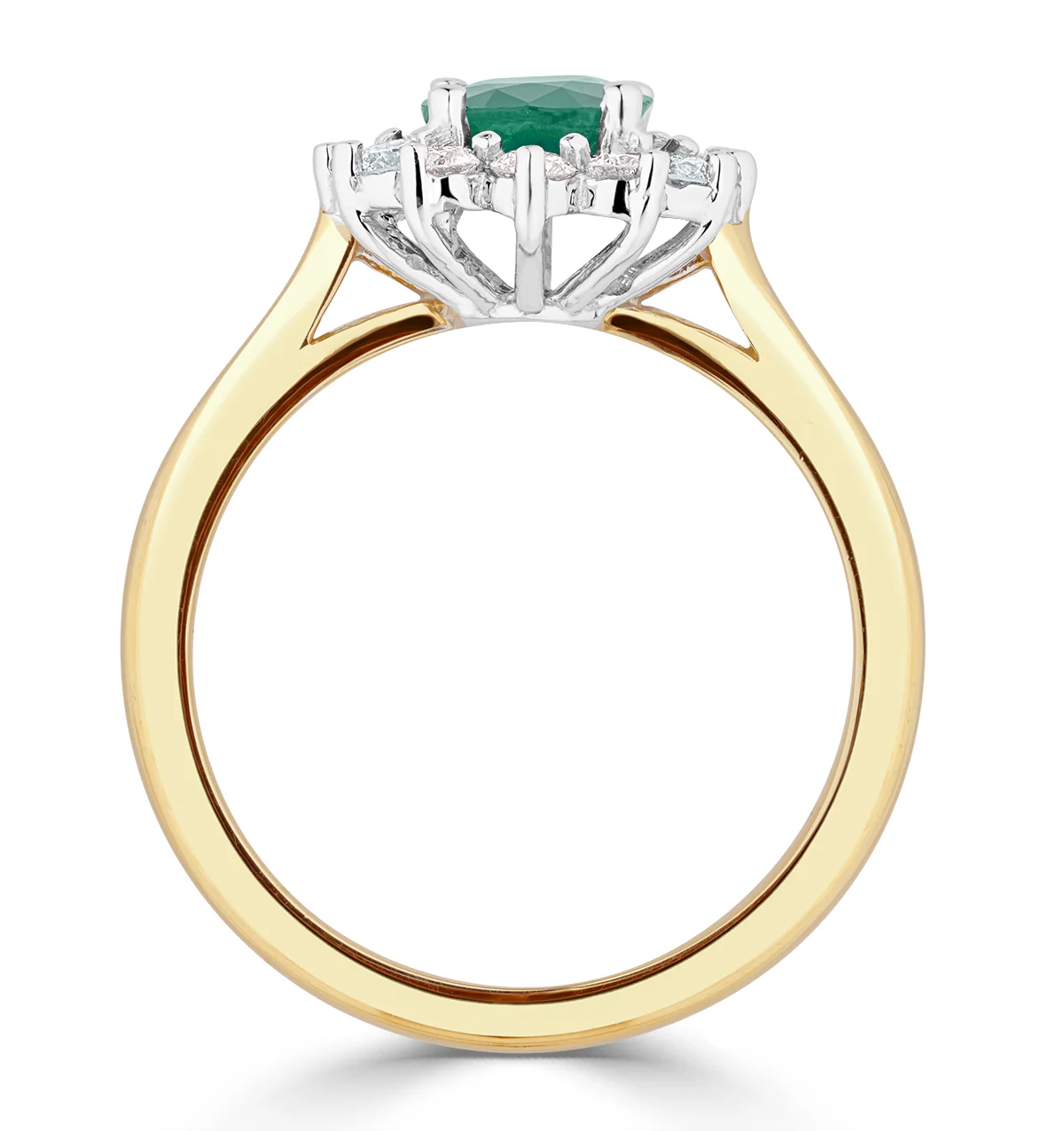 1.15ct Oval Cut Emerald and Lab Diamond Halo Ring in 9K Yellow Gold - Image 3