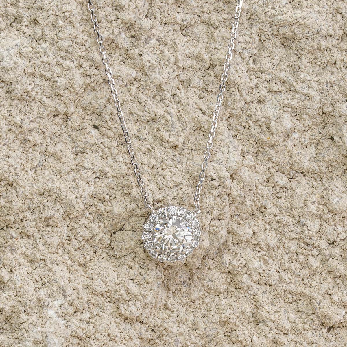 Lumia Lab Diamond Halo Necklace 1.30ct F/VS in 9K White Gold - Image 8